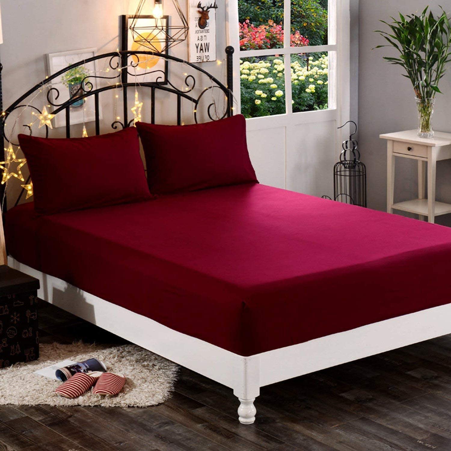 100% Waterproof Premium Cotton Feel Mattress Protector | Breathable and Hypoallergenic Ultra Soft Fitted Bed Protector 72 X48 Inch [Single Bed ] Red-image-16