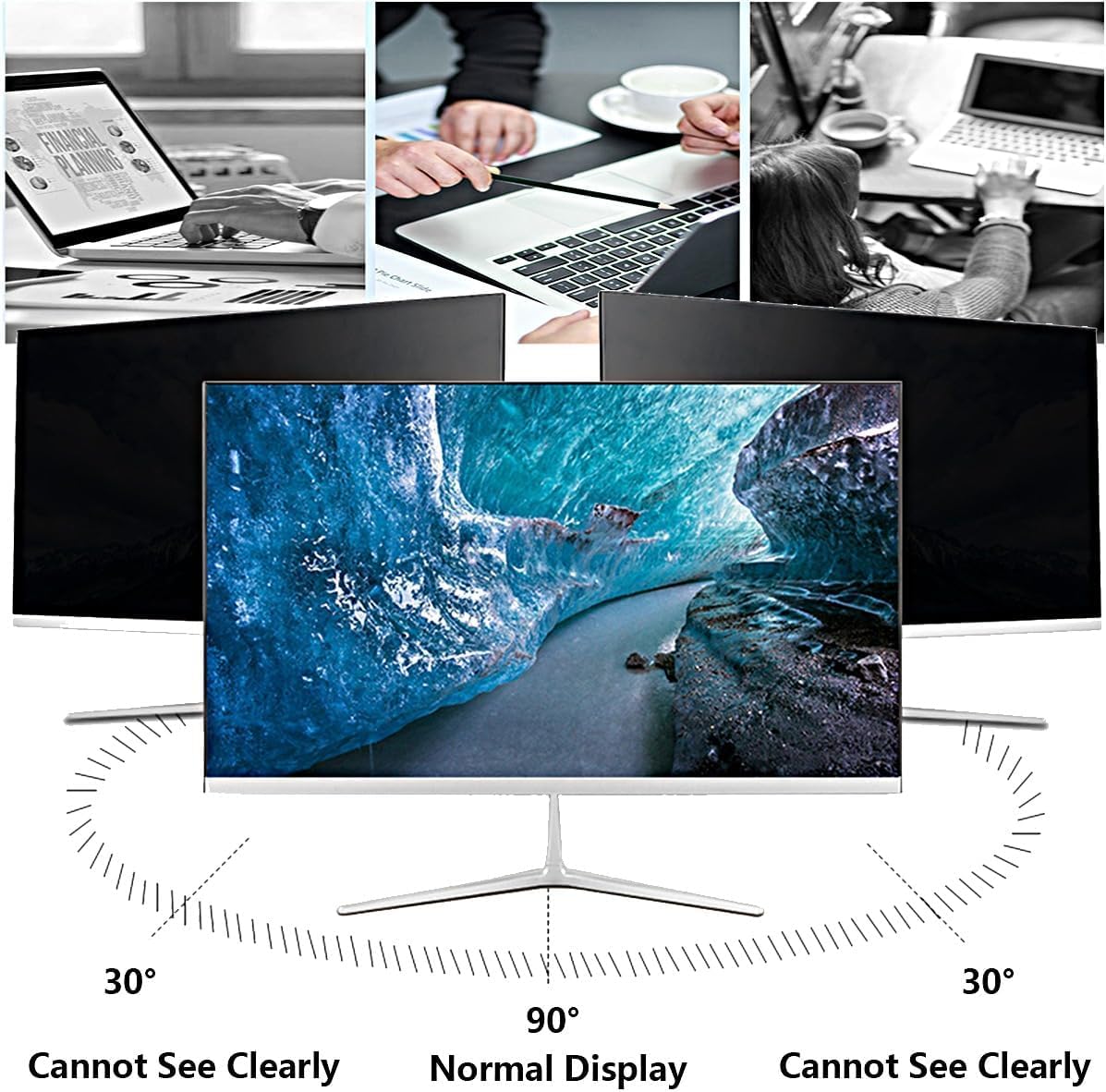 DARZYS Computer Privacy Screen Protector, Hanging Monitor Privacy Filter, Universal Anti Peeping Screen Protector, 18-32 Inch, Suitable For Library(20/22in 491x320mm)