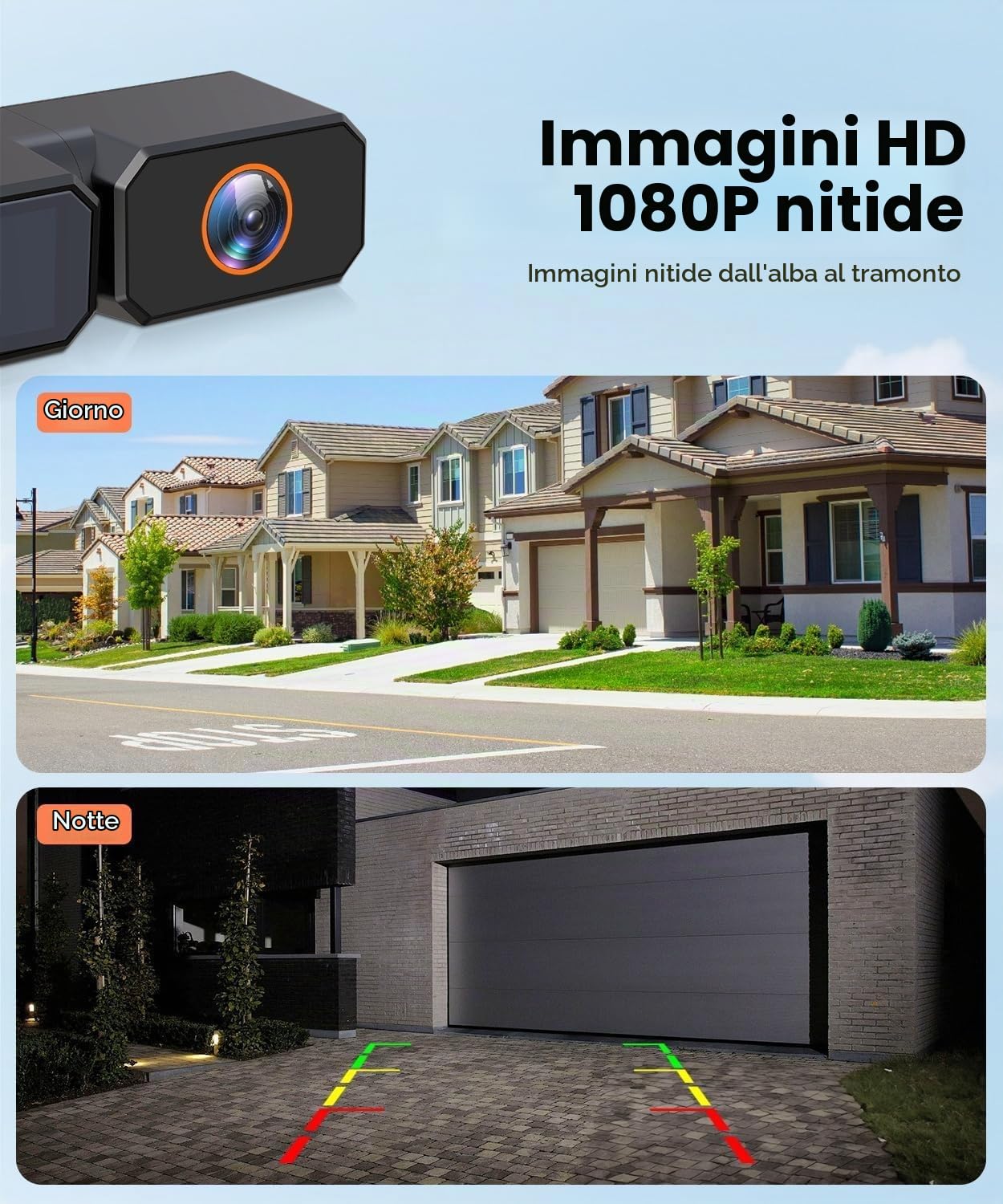 AUTO-VOX 7,2" DVR Telecamera posteriore wireless solare, installazione in 2 minuti, alimentazione a batteria 1080P, supporta 2 telecamere, impermeabile IP69K per auto/camper/furgoni/camion/rimorchi