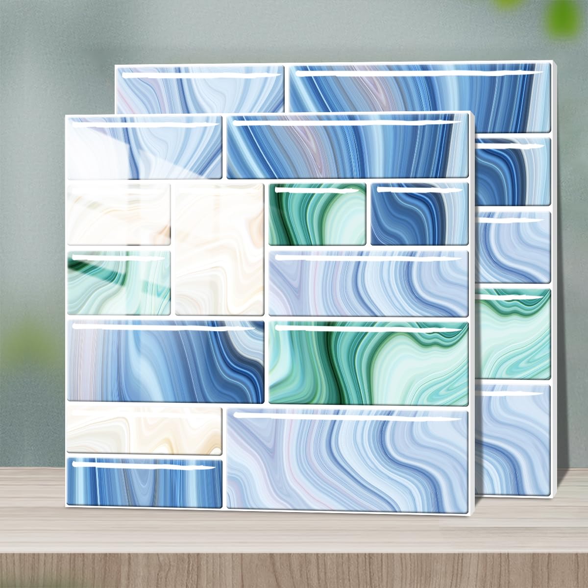 Tile Stickers， Wall Tiles Stickers,Tile Self Adhesive Vinyl Waterproof Oilproof for Bathroom Kitchen(10 Pcs/20x20cm)