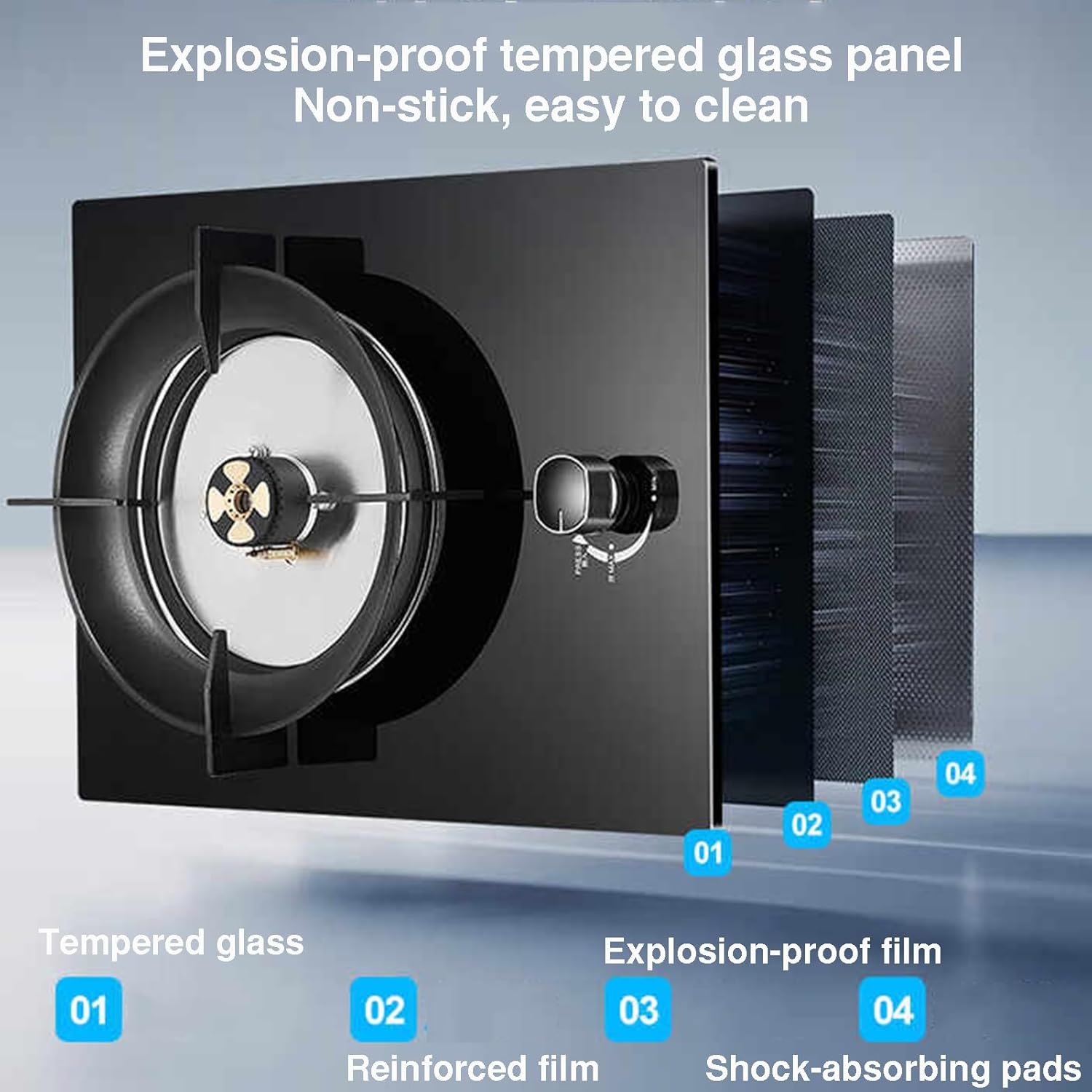 43cm Single-burner Gas Stove,5.2KW High-Efficiency Hob,with Tempered Glass Auto-Ignition,Tabletop/in Dual-Use,for Emergency Cooking(LPG)