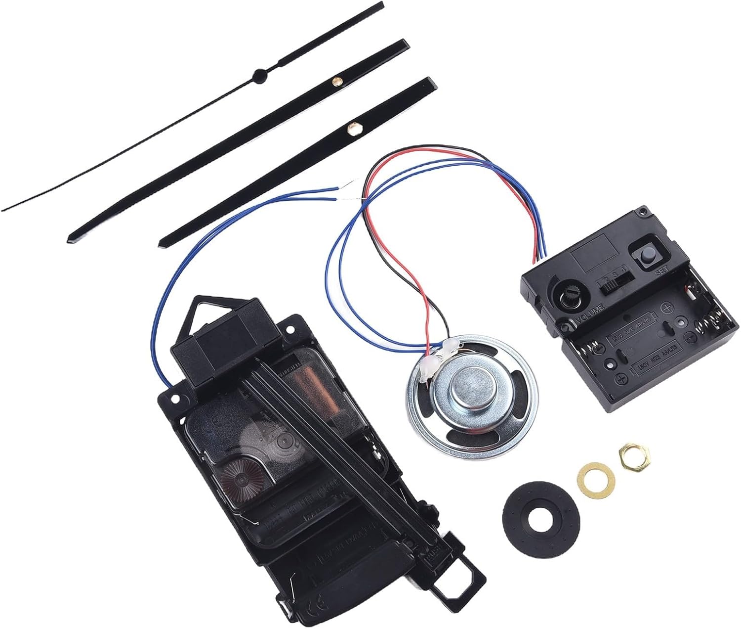 Quartz Pendulum Clock Movement with Music Chime Box, Hourly Melody, DIY Replacement Kit Bedroom & Living Clock Repair – Black, 17mm Shaft, PP Material