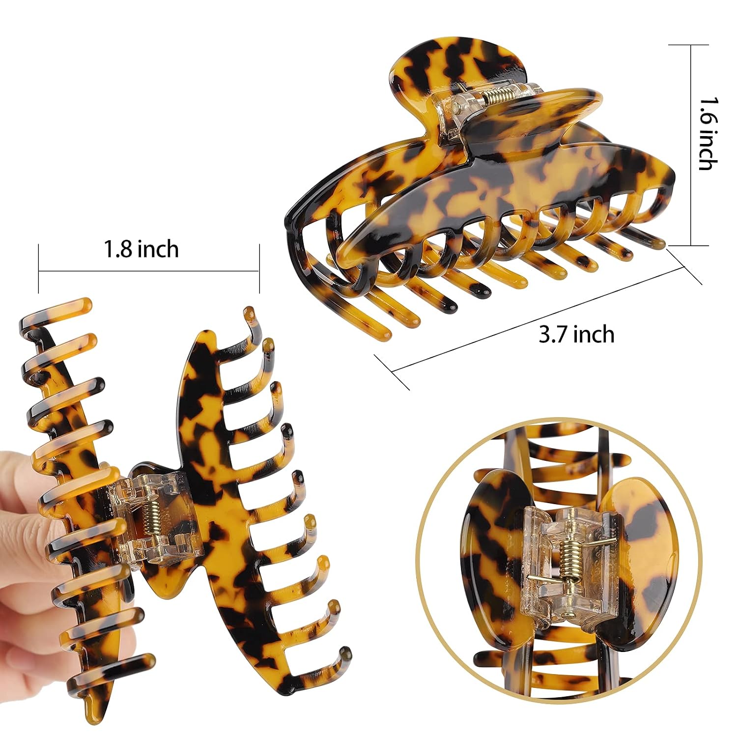 4 PCS 3.7 Inch Large Hair Claw Clips Strong Hold Hair Clips Non-slip Accessories for Thin Hair Thick Hair for Women Girls