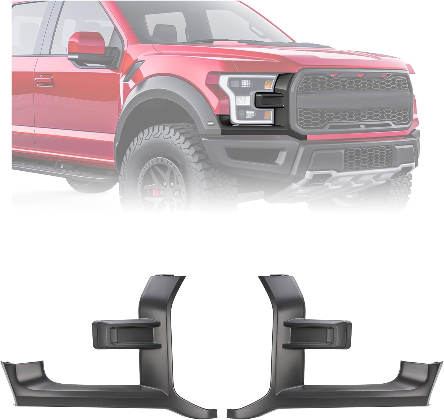 HECASA Pair Headlight Molding Compatible with 2017-2020 Ford F150 Raptor Replacement for FO1212121 FO1213121 Head Front Light Lamp Molding Trim 2 Pcs Driver&Passenger Side