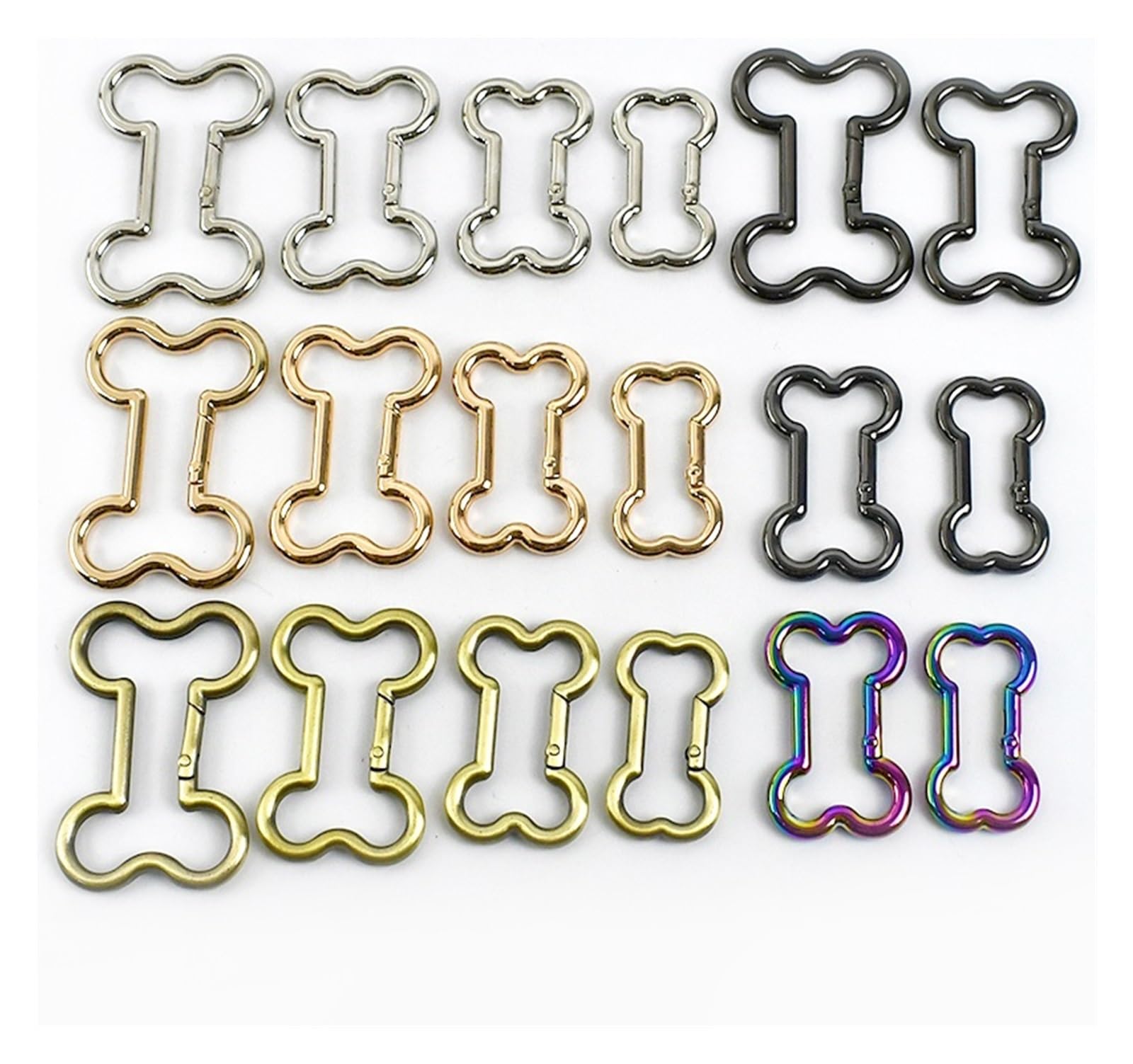 Klamry do torebek, 20 szt. Metalowa klamra z kością do zapięcia na pasek torby OD(Brass,38mm)