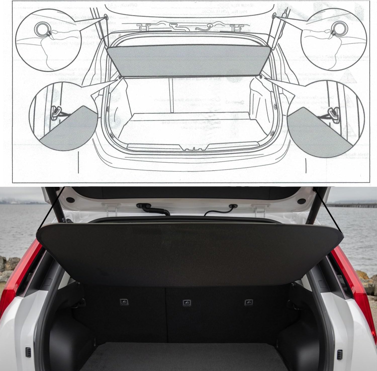 Marretoo for Kia NIRO Cargo Cover 2023 2024 2025 2026 for Kia NIRO Accessories Black Trunk Cover Security Shield Shade