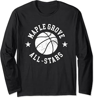 Maple Grove Vintage All-Stars Retro 80s Basketball Long Sleeve T-Shirt