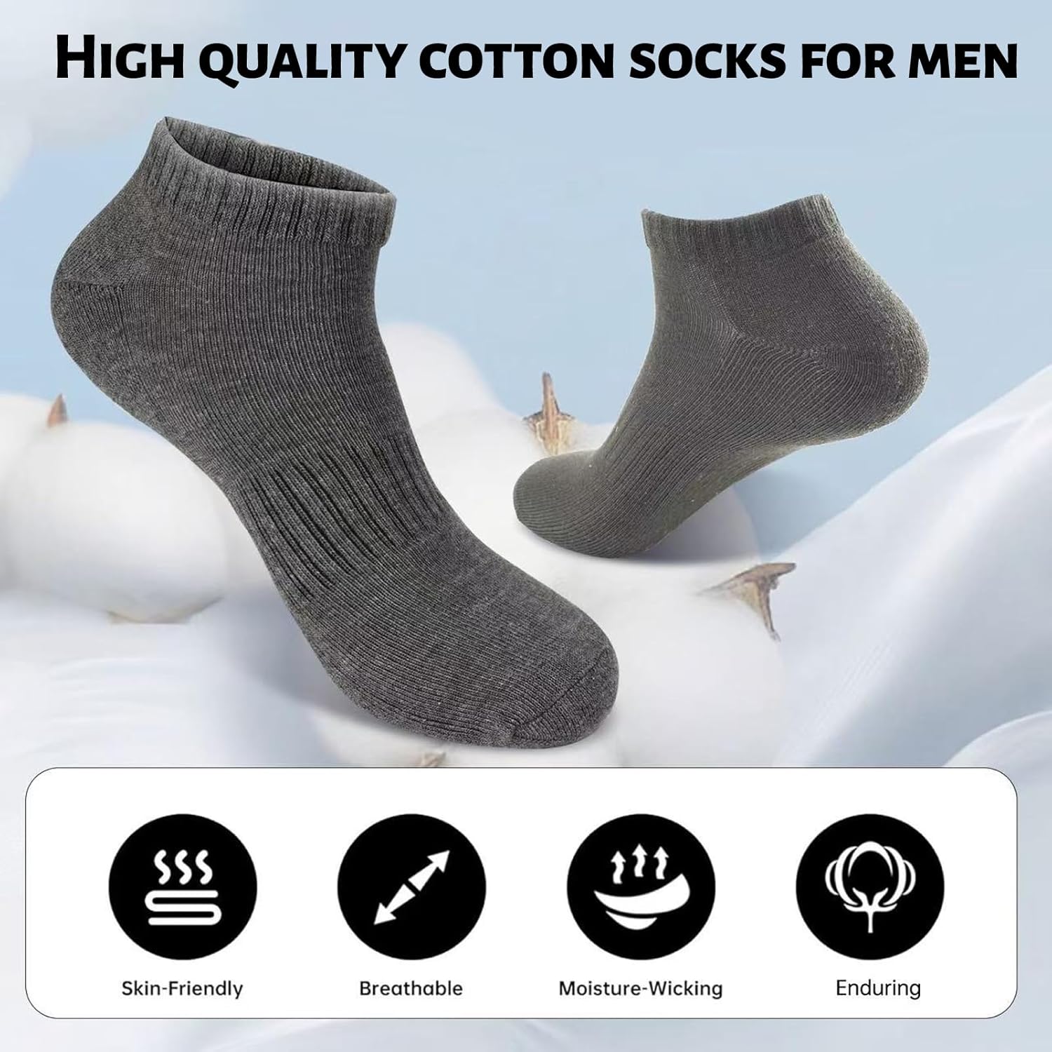 Mens Ankle Cotton Socks Athletic Running Cushioned Breathable Low Cut Sports Workout Socks,Sock Size 10-13 (6 Pairs - Image 6