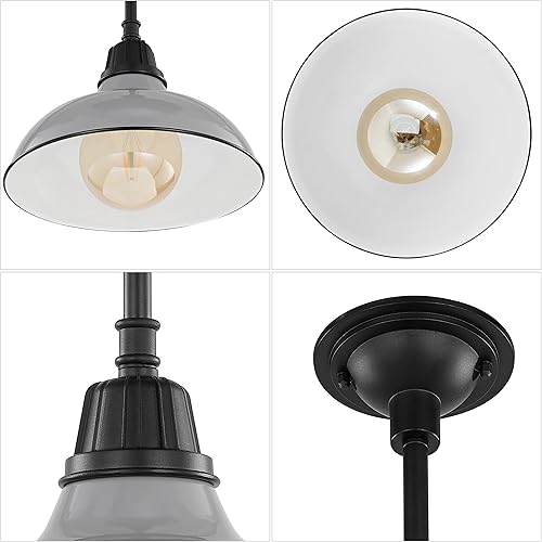 Miniatura 6 de JONATHAN Y JYL7611D Jaspe 12.25 pulgadas, 1 luz de granja industrial para interiores y exteriores, hierro LED, colgante redondo de metal, estilo