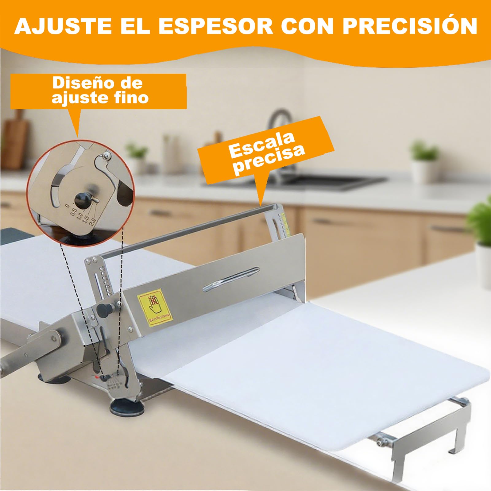 Teigfaltmaschine, Croissant-Teiglaminator, Kleiner Teigschneider, Teigmaschine mit Einstellbarer Dicke, für Fondant, Croissants, Pizza und Blätterteig A300