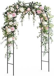 TrellumeGardenHome 94.5" x 55" Sturdy Metal Garden Arch Trellis for Climbing Plants - Rust-Proof Outdoor Arbor for Roses, Vines, Weddings & Balloons