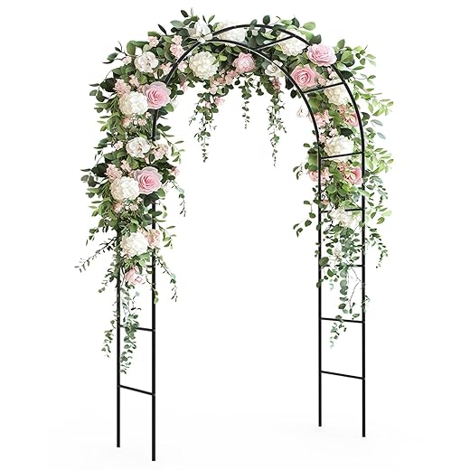 Garden Arch Trellis for Climbing Plants Outdoor - Height: 94.5", Length: 55", Sturdy Metal Garden Arbor with Rust-Proof Coating, Garden Arch for Wedding Decorations and Balloon Arch Stand