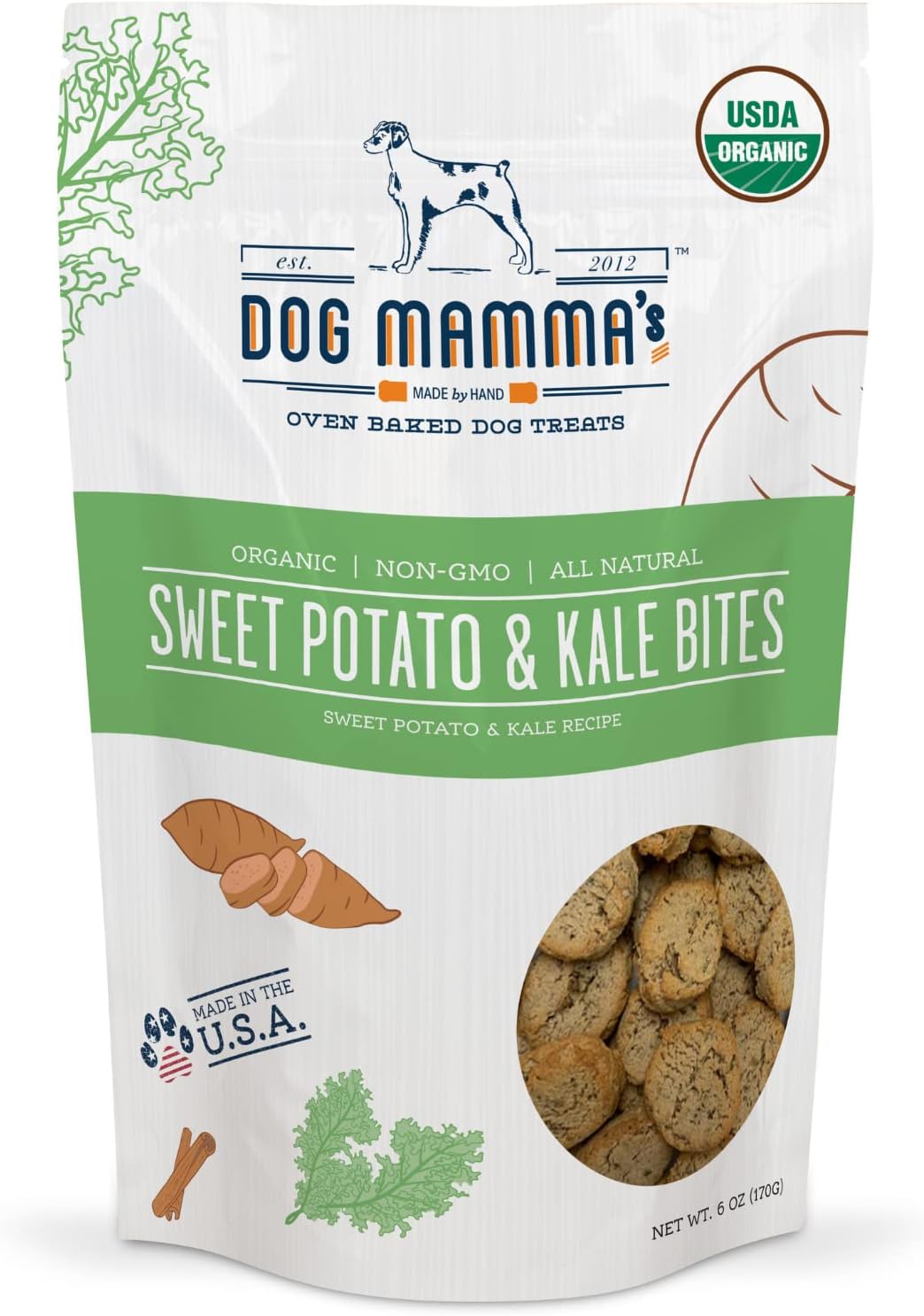 Dog Mamma's Organic Sweet Potato and Kale Dog Treats 6 oz