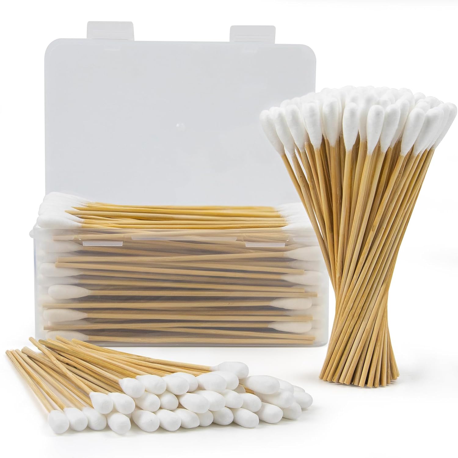 200 PCS Large Cotton Swabs - 6 Inch Dog Ear Swabs with Bamboo Handle for Pet Care -