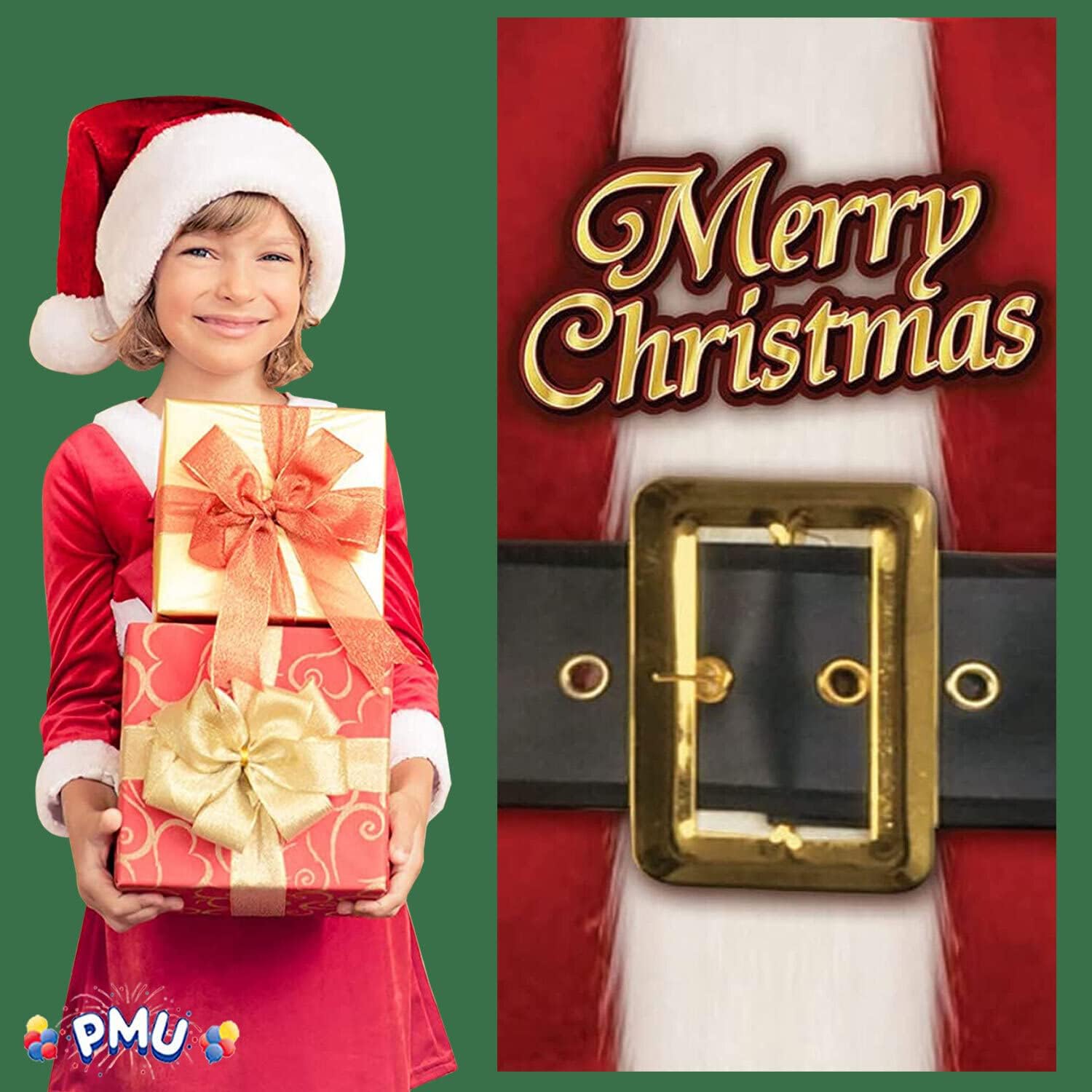 PMU Christmas Santa Belt Door Cover 2.5' x 5’ Pkg/6