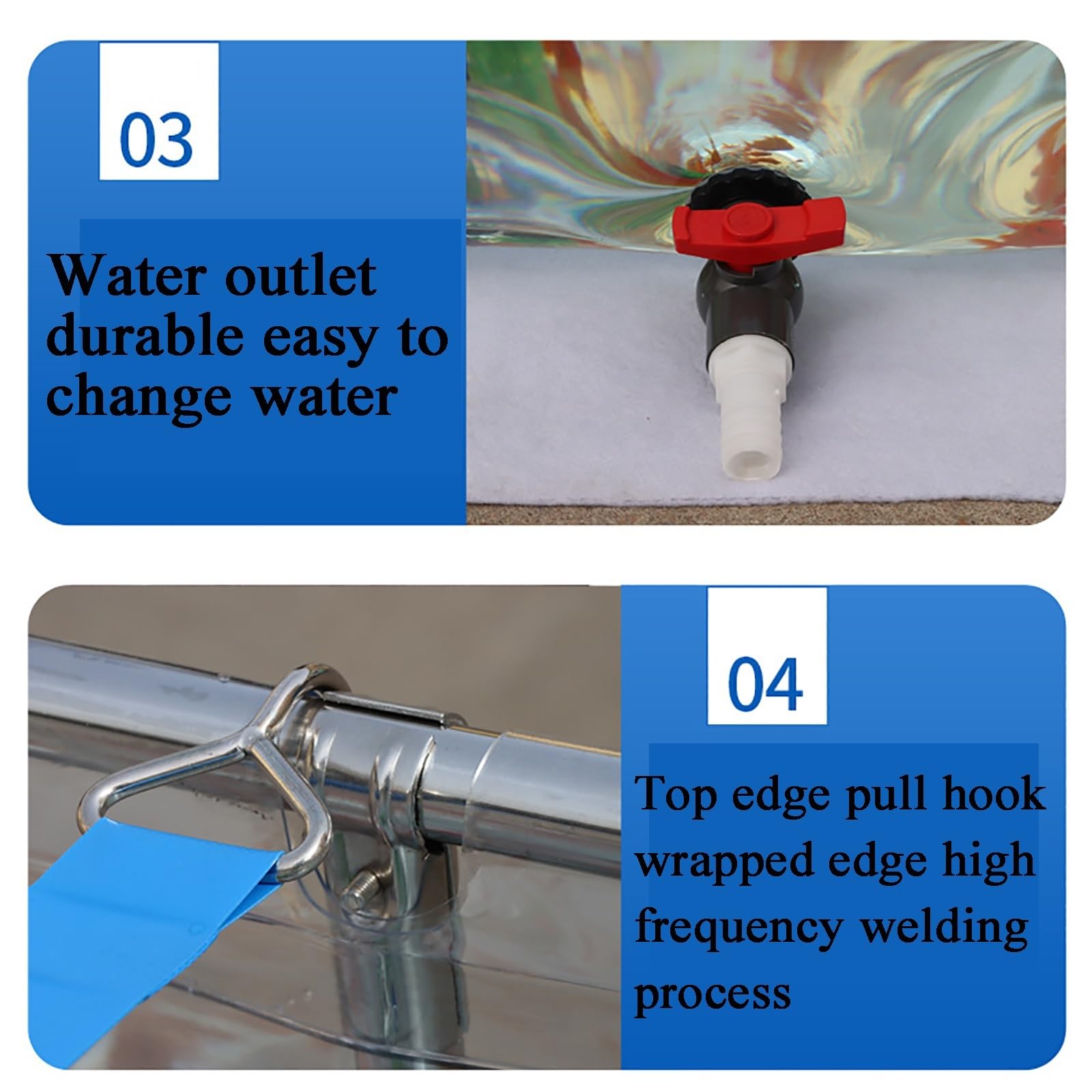Bassin de Stockage d'eau Pliable Portable et Durable - Piscine d'élevage de Poissons d'urgence Robuste pour Une Utilisation en extérieur, 150x100x80 cm, idéal pour Le Camping, Le Jardinage e