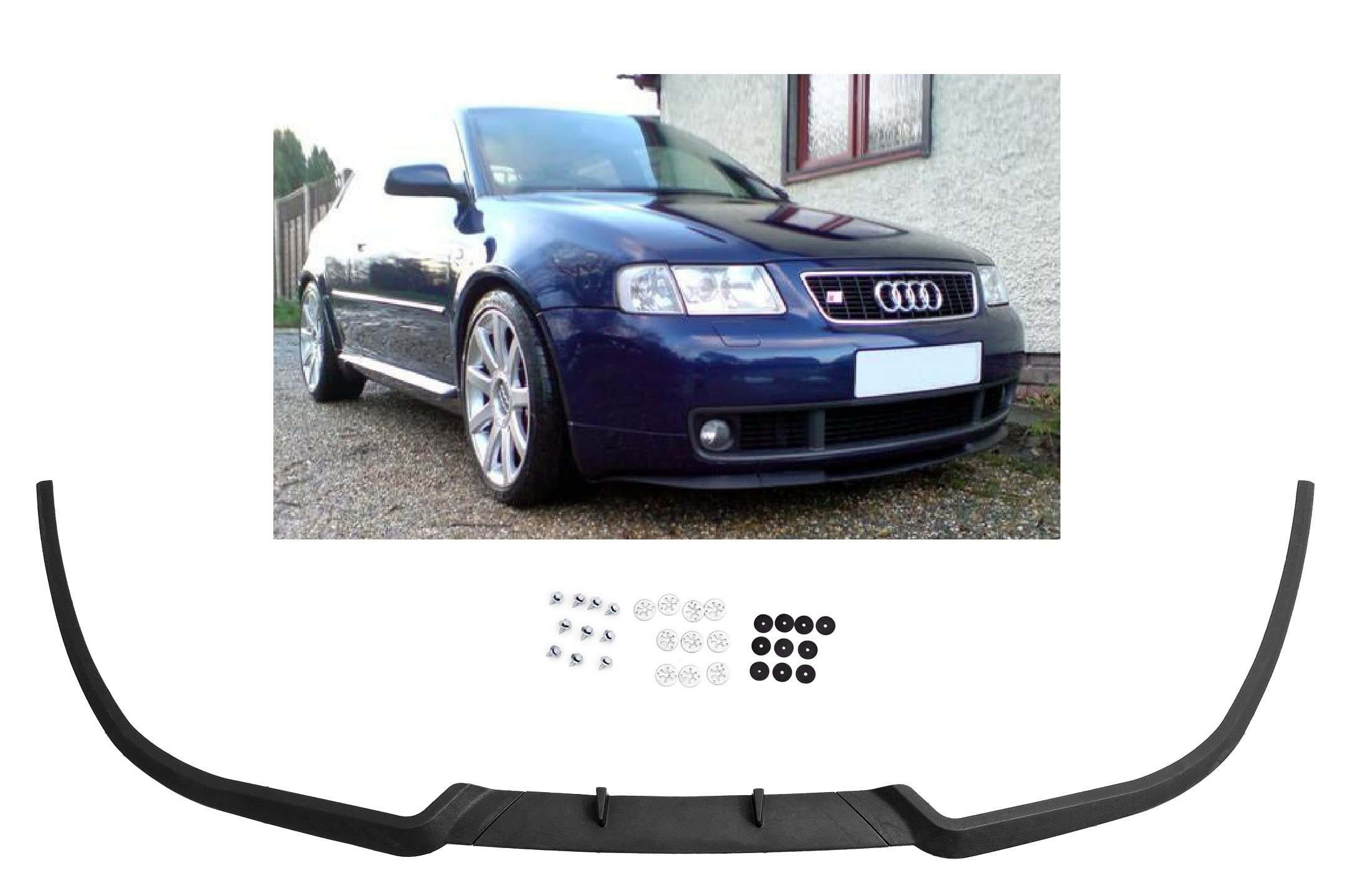 Do Audi A3 8L przedni zderzak kubek podbródek spoiler wargi falbany rozdzielacz ze śrubami