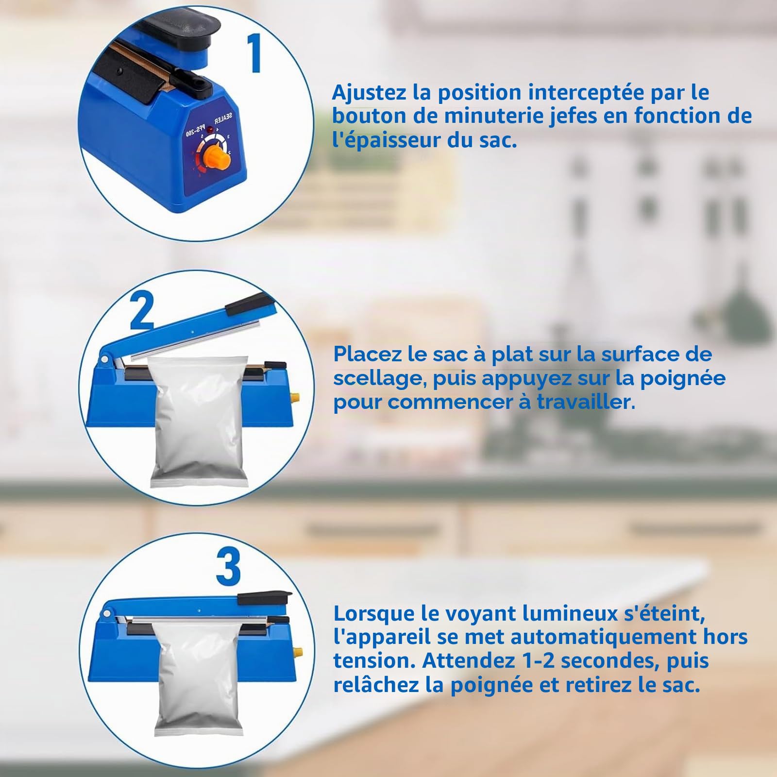 300mm scelleuse thermique, 40.2 * 8 * 11.5cm Machine à sceller à chaud, Machine d'étanchéité en Plastique pour Sacs en Plastique, Sacs en Aluminium, Sacs en Papier Kraft, Bleu