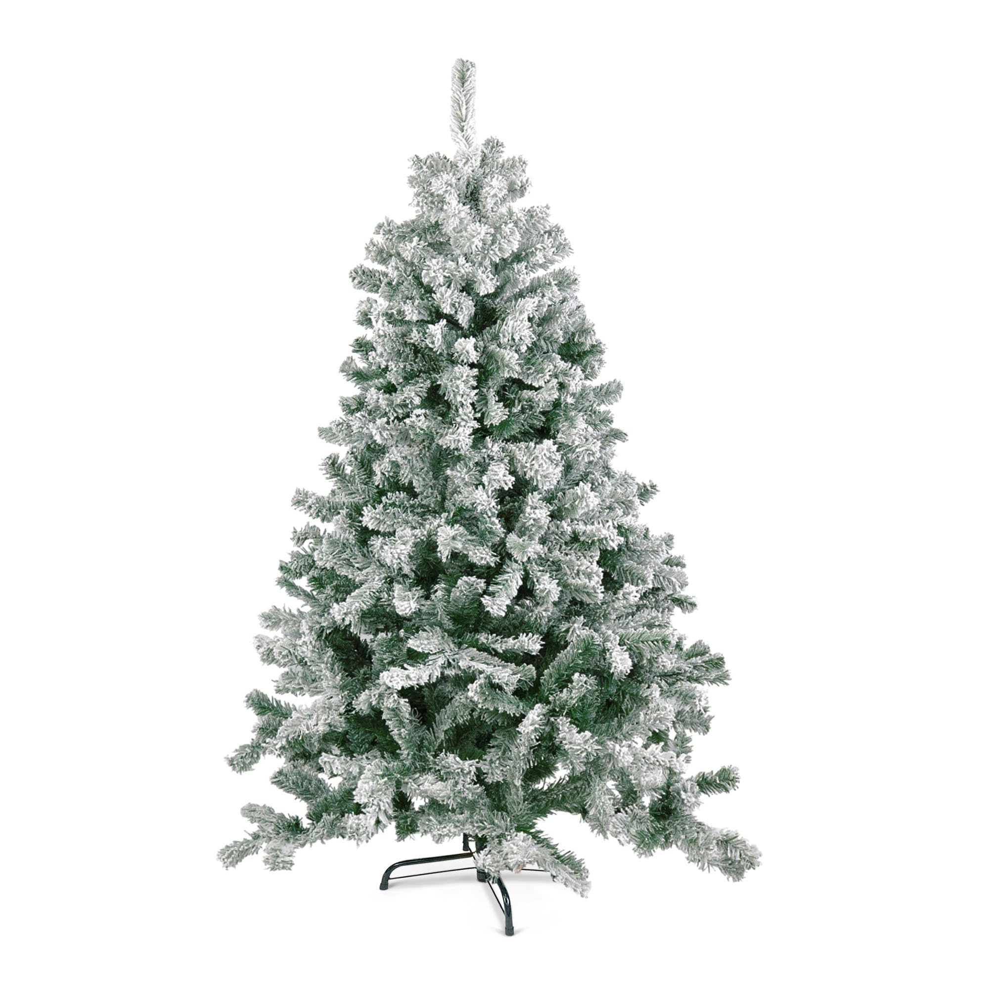 TIENDA EURASIA – Arbol de Navidad Nevado | Color Verde y Blanco | Hierro y PVC | Arbol de Navidad | Soporte de Pie Metálico | Medidas 150, 180 y 210 cm (150 cm - 230 Ramas)
