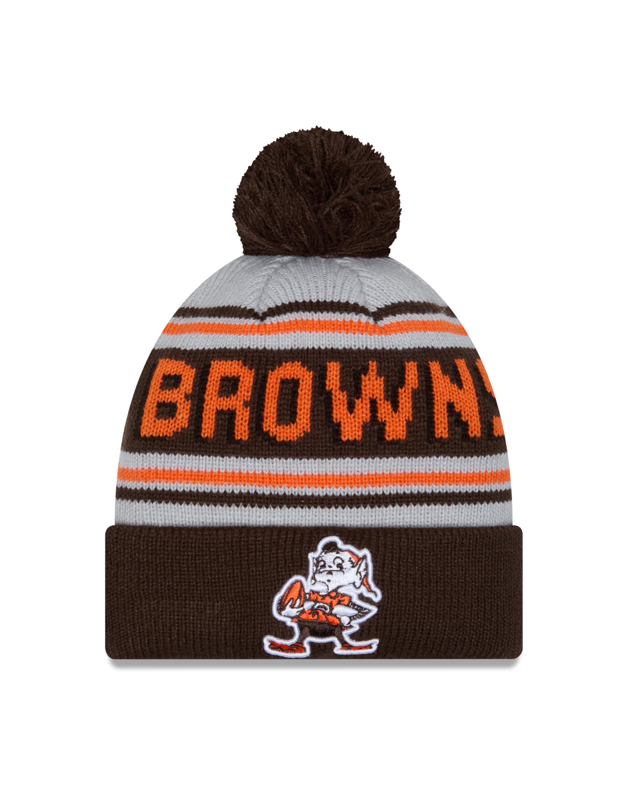 New Era Men's Team Logo Cuffed Knit Pom Hat - Pick Your Team (US, Alpha, One Size, Cleveland - Browns Throwback)