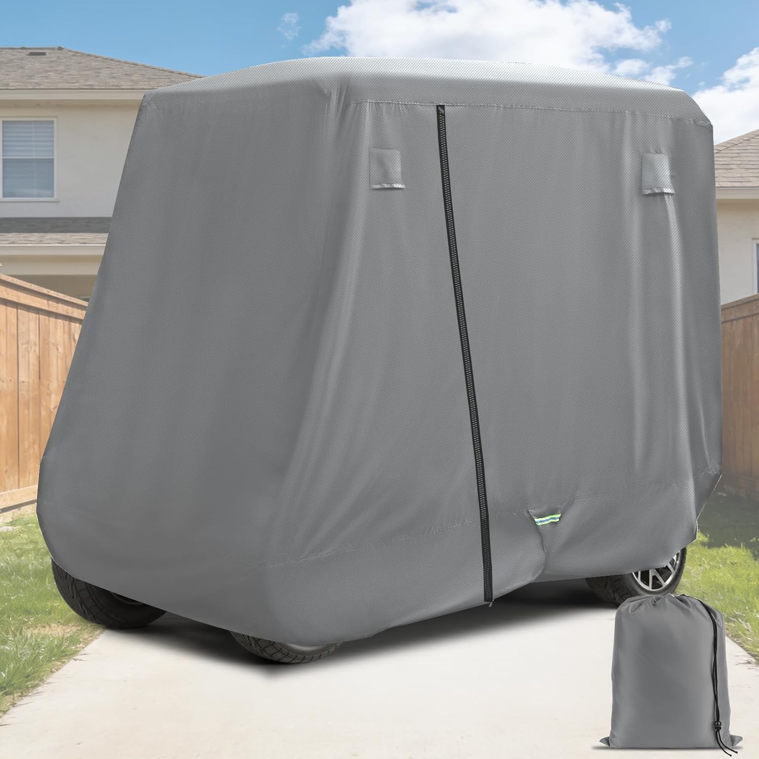 DRIVE UP Golf Cart Cover Fits for 2/4 Passenger Yamaha EZGO Club Car, 620D Waterproof Durable Polyester Golf Cart Cover with Zipper Doors, Sunproof, Dustproof, Windproof