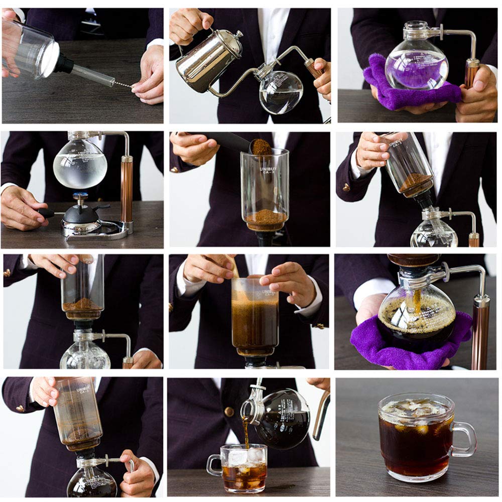 Siphon Kaffeemaschine Japanischer Stil Vakuum Glas Siphon Topf Perkolatoren 1-3 Tassen Siphon Kaffeemaschine