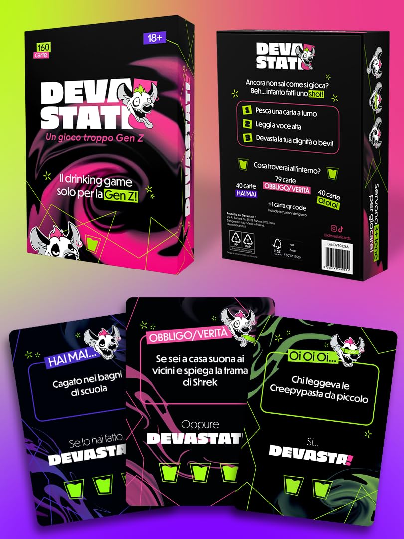 Gen Z Drinking Game | Gioco da Tavolo alcolico per Gen Z (18+) | Carte per Bere, sfide, obbligo o verità e Gossip | Perfetto per L'Estate, Compleanni e Serate tra Amici o universitarie