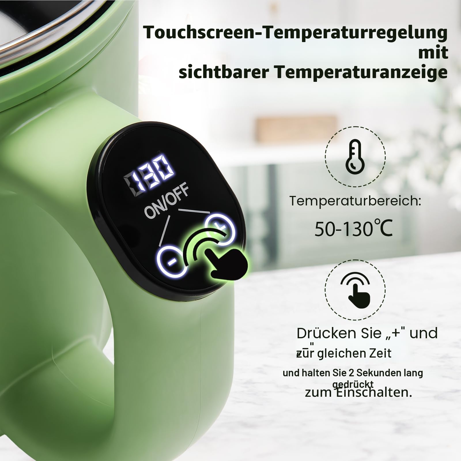 Elektrischer Wachsschmelztiegel 1,5L Digitaler Touchscreen Antihaftbeschichtung Präzise Temperaturkontrolle Kerzenherstellung Seifenherstellung