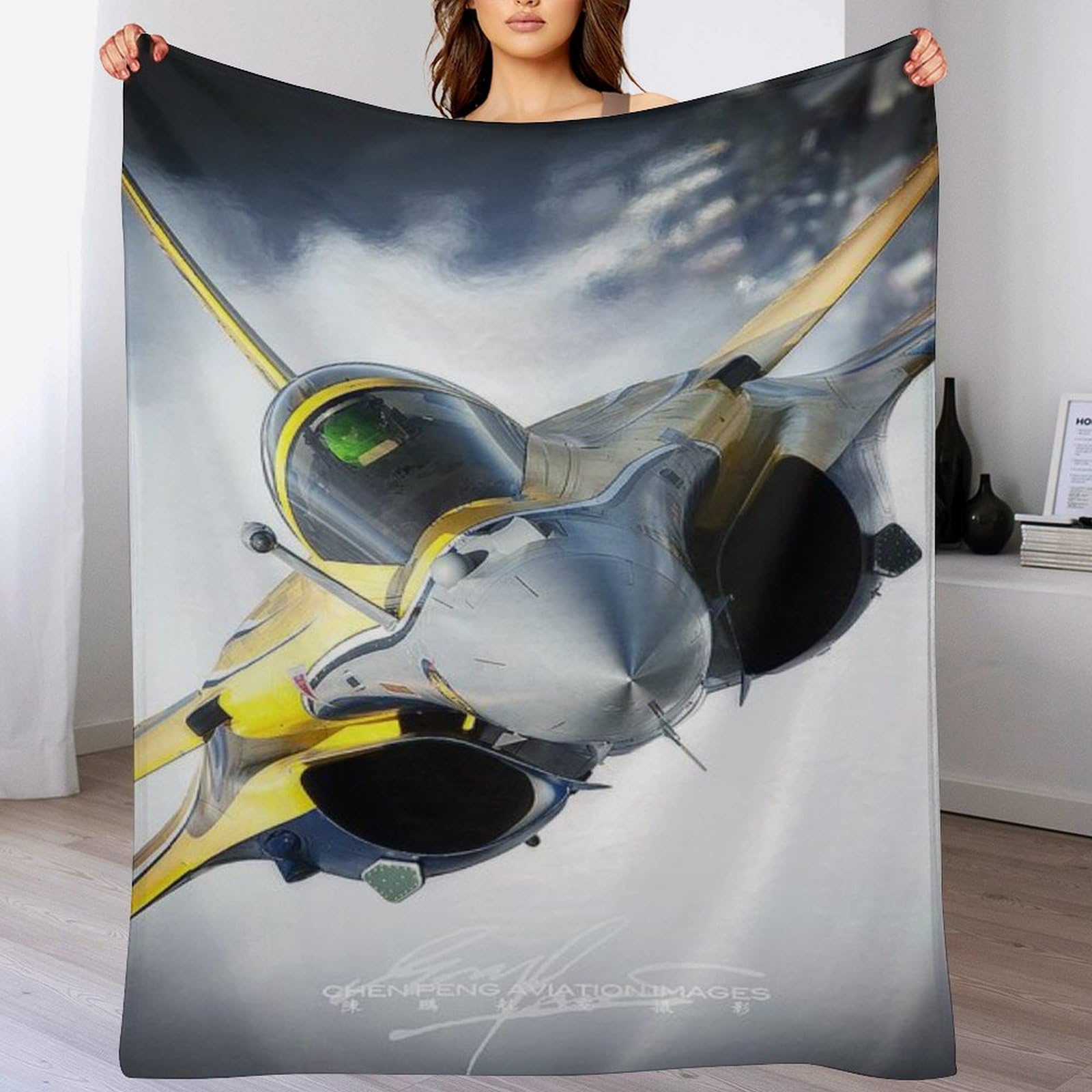 Couverture douce flannel motif avion cadeau idéal pour lit enfant