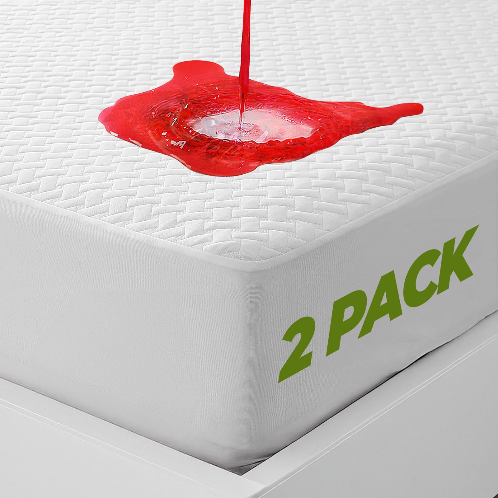 MEREZA Coprimaterasso impermeabile super king size, in morbido bambù, con tasca profonda 40 cm, traspirante, anallergico e silenzioso, confezione da 2