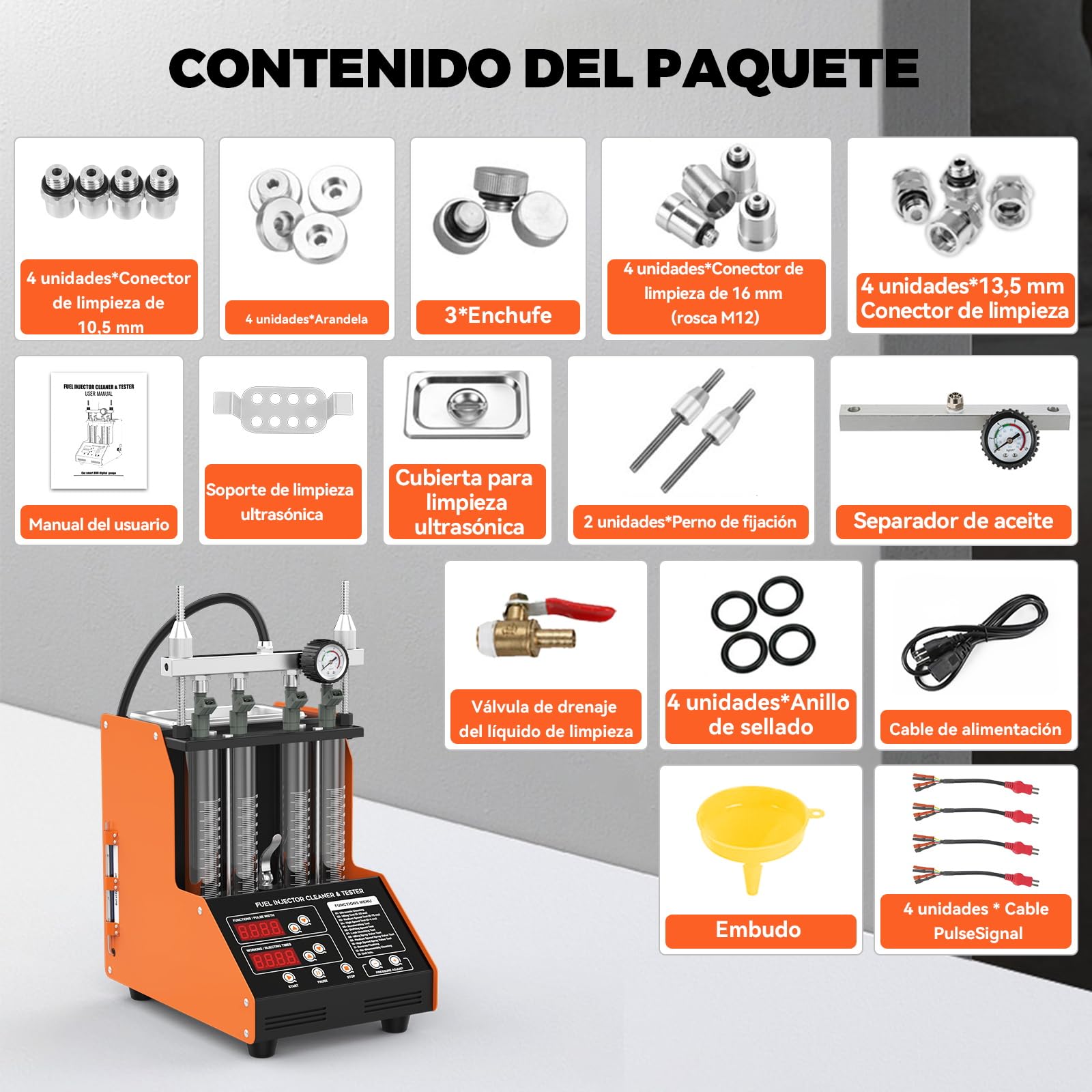 KAISAL CN100 220V Limpiador y Probador de Inyector de Combustible Automotriz, Máquina de Limpieza Ultrasónica de Inyectores de Combustible, Kit de Comprobador y Limpiador de Inyectores de Combustible
