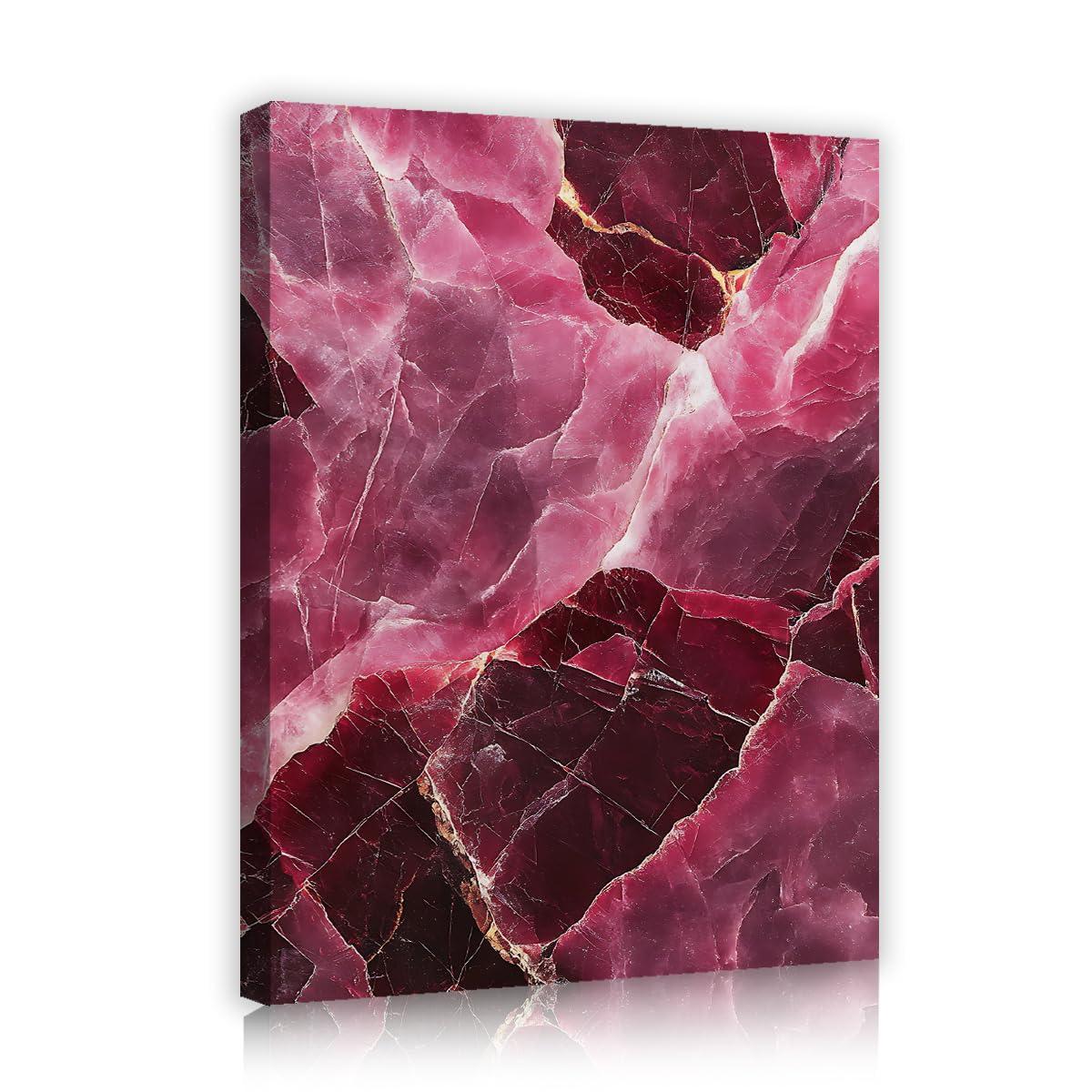 TOANGWALL Burgundy Pink Canvas Wall Art Agate Crystal Stone Geode Luxury Mineral Gemstone Pattern Modern Framed Print Mural Graphic Poster for Living Room Bed Hallway Decor 50x60cm