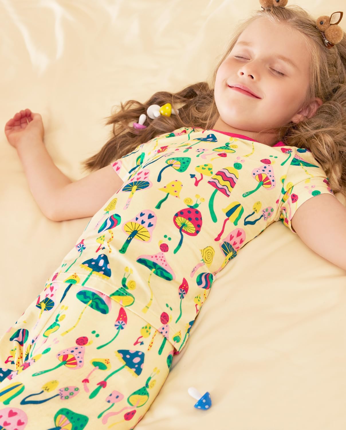 babee Reshinee Bamboo Viscose Toddler Unicorn Mermaid Girls Kids Pajamas Short Sleeve Summer Cool Snug fit Pjs 12M-8Y 2pcs image 4
