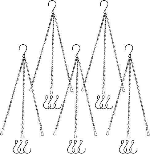 Cadenas colgantes para macetas, comederos de pájaros, cestas colgantes negras de 19.3 pulgadas, juegos de cadenas para linternas de
