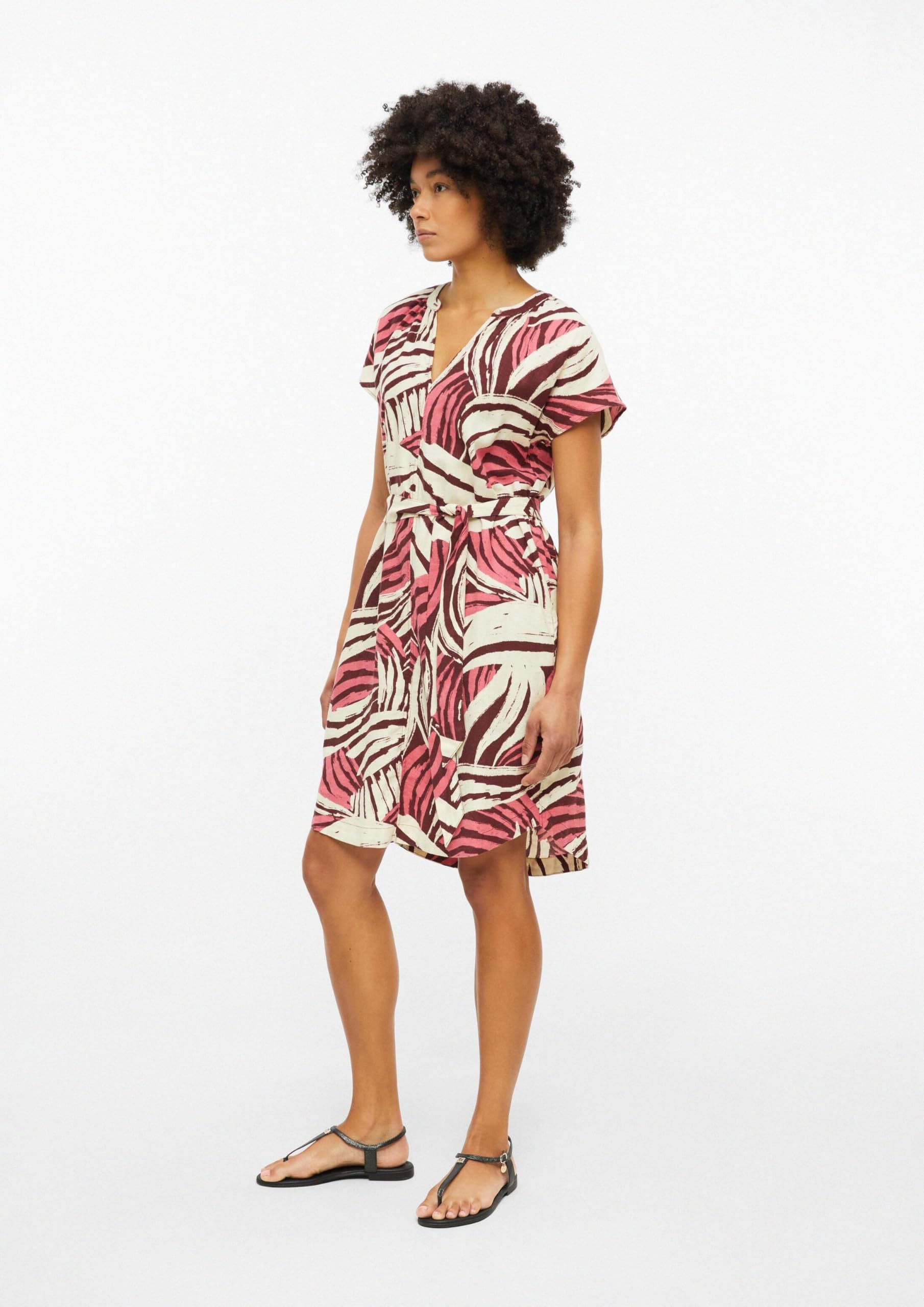 s.Oliver Damen 2179143 Kleid mit Bindegürtel aus Leinenmix (1er Pack)