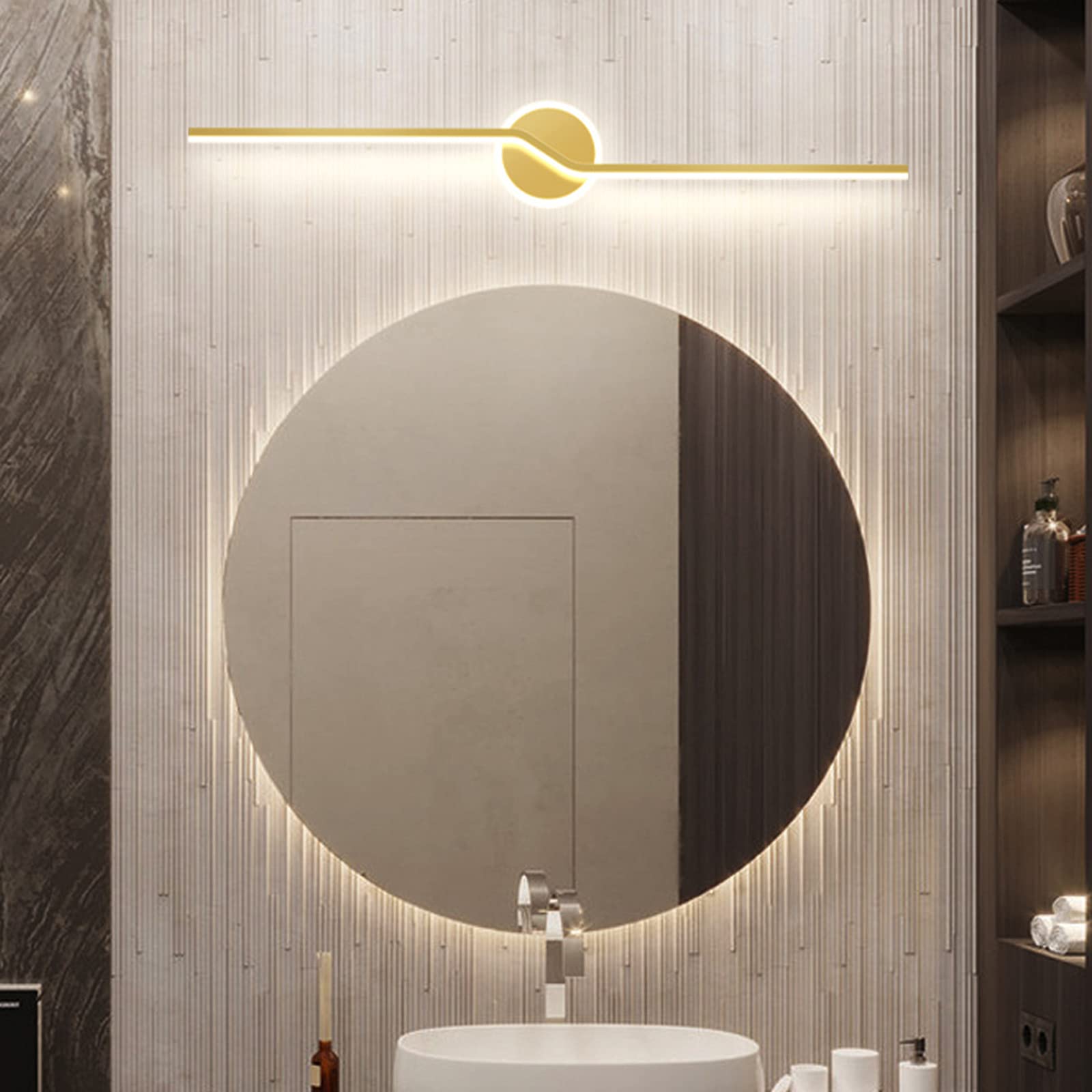 Moderne goldene LED-Spiegelleuchten – energieeffiziente wasserdichte Badezimmerbeleuchtung für Zuhause Make-up – kreatives umweltfreundliches Design – stilvolle Beleuchtung