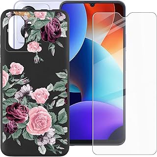 IJTYHF Funda para Blackview Color 8 (6.75") Carcasa Phone Case TPU Suave Cover Silicona Black Caso + Vidrio Templado Protectores de Pantalla -Rosa Rosada -A37