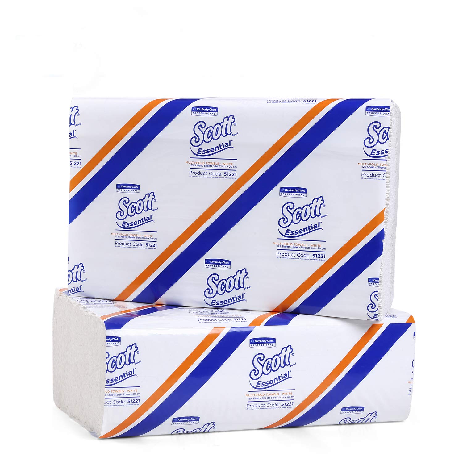 Scott Essential Multi Fold Hand Towel 51221 - M Fold Towel - 2 Packs x 125 Sheets - White Folded Towel Sheets 21 cm X 20 cm (250 Total)