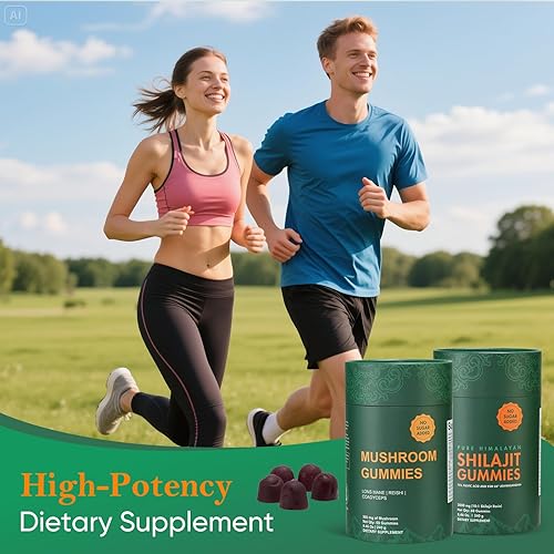 Miniatura 6 de Paquete de suplemento de gomitas puras de shilajit y hongos del Himalaya 3000 mg de shilajit, melena de leones Reishi, Cordyceps, sin azúcar