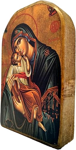 Miniatura 3 de Hecho a mano de madera griego cristiano ortodoxo Monte Athos icono de la Madre de Jesús y Jesucristo /Mp2_6