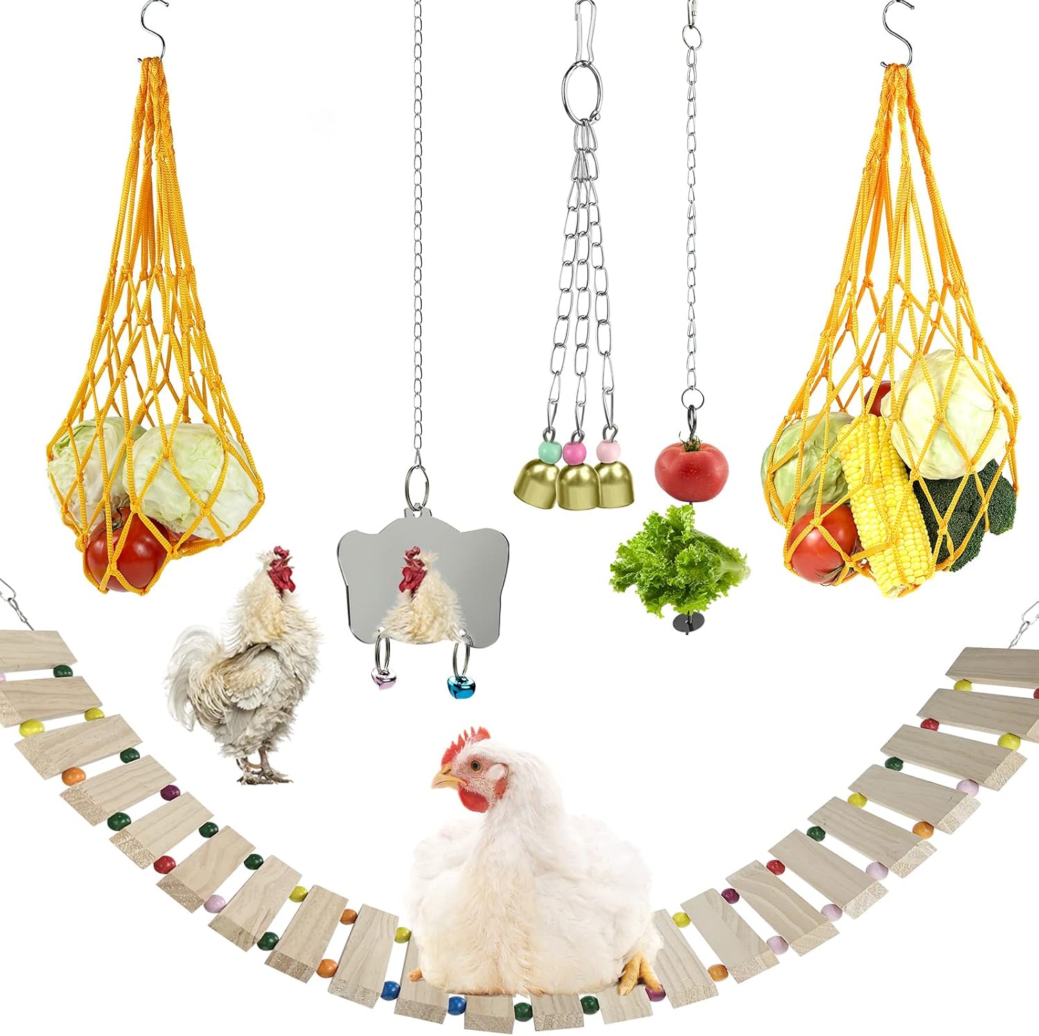 Oziyrnka 6Pcs Chicken Toys, Chicken Toys for Coop with