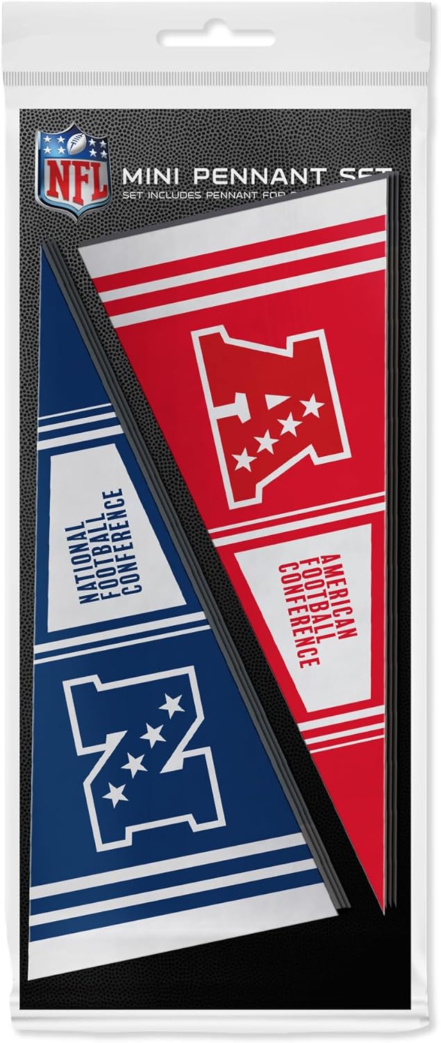 Rico Industries NFL League Mini Pennant Complete Set (34 Individual) 4" x 9" Felt Mini Pennant League Set (Includes ALL Teams & Conference)