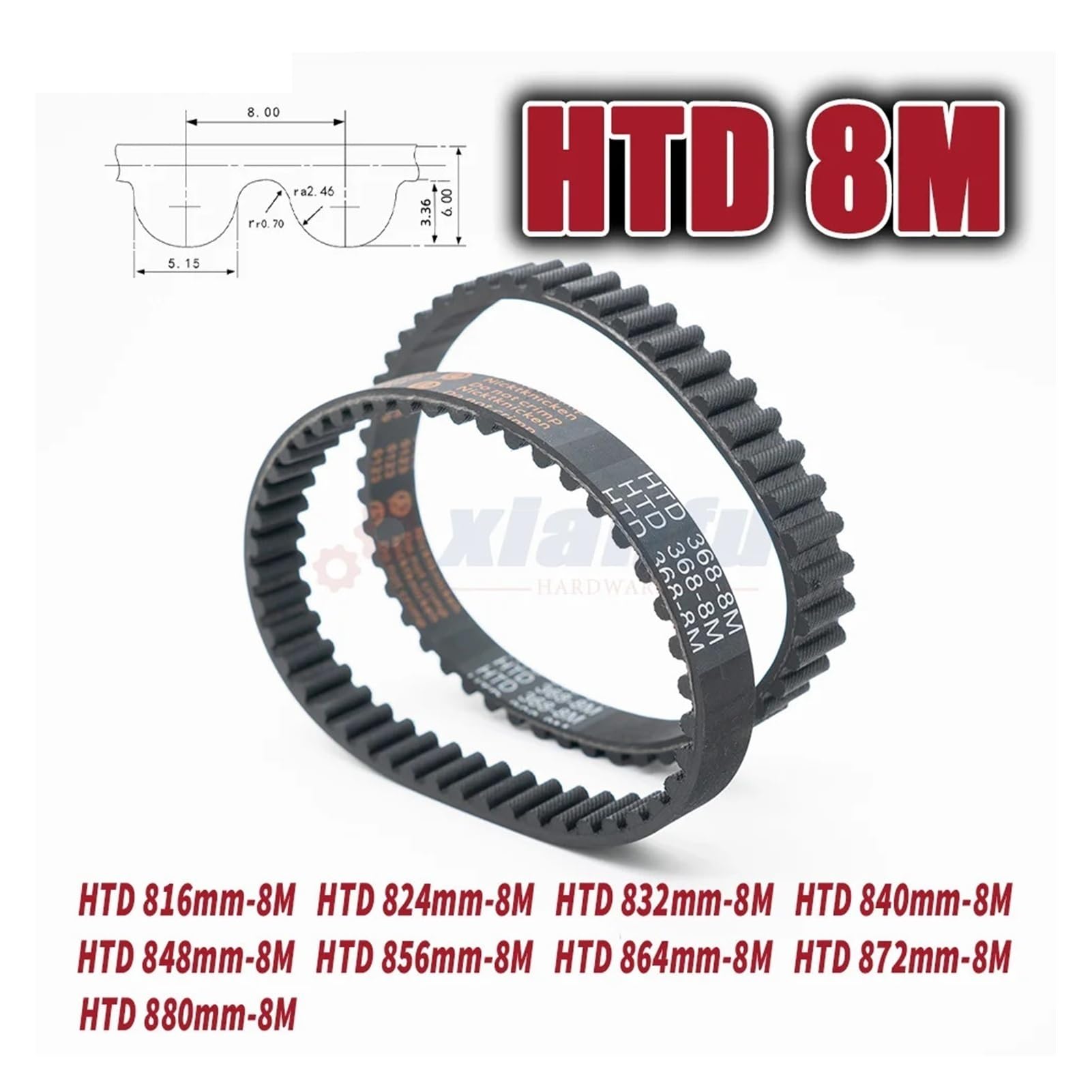 Correa dentada de caucho HTD 8M | Perimeter840 848 856 mm HTD8M Ancho de accionamiento de la máquina 15 ~ 50 mm(HTD 848mm-8M,5PCS_BELT WIDTH 40MM)