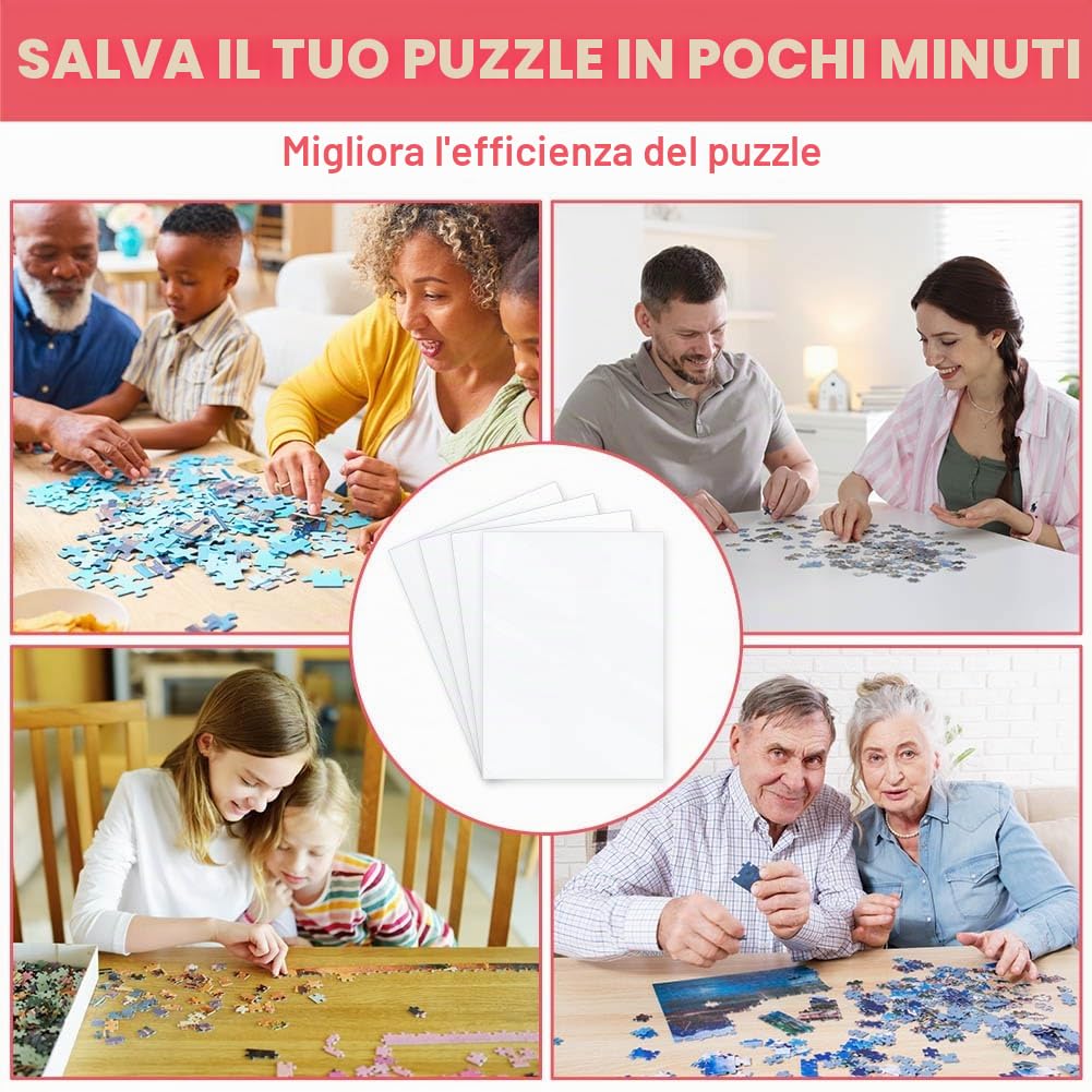 Ainiv 32 Fogli Colla per Puzzle Bifacciale Colla, Puzzle Carta Adesiva, Fogli Adesivi Puzzle Pellicola Autoadesiva, Conservano Puzzle da 4 × 1000pz, per Fissare e Proteggere i Puzzle ( 26*19cm)