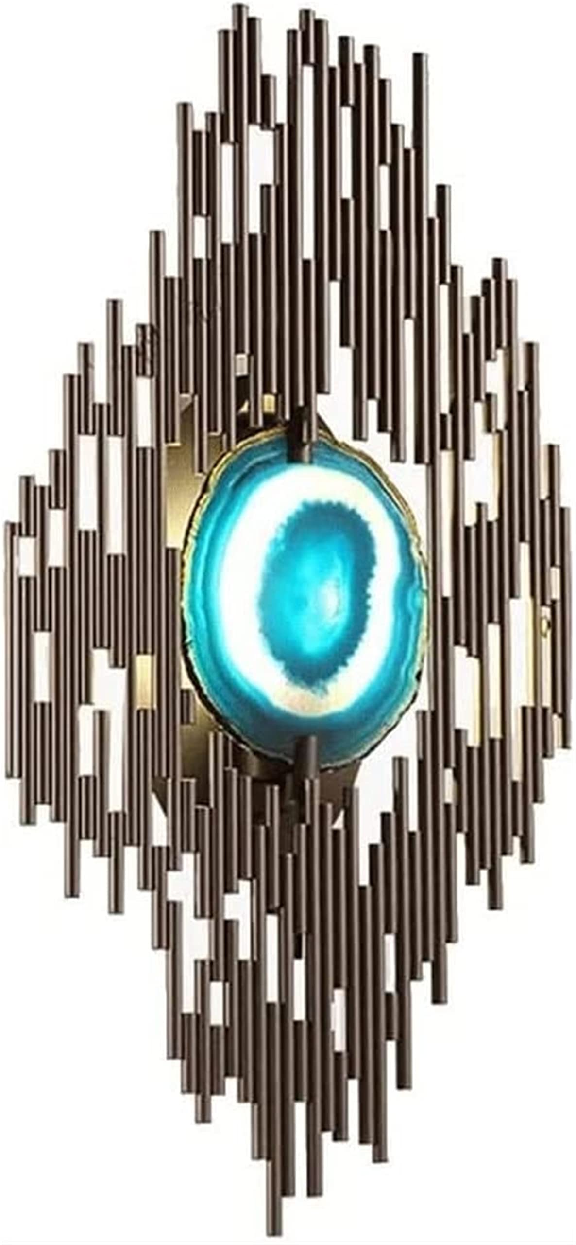 Applique murale postmoderne en agate et fer forgé doré luxe