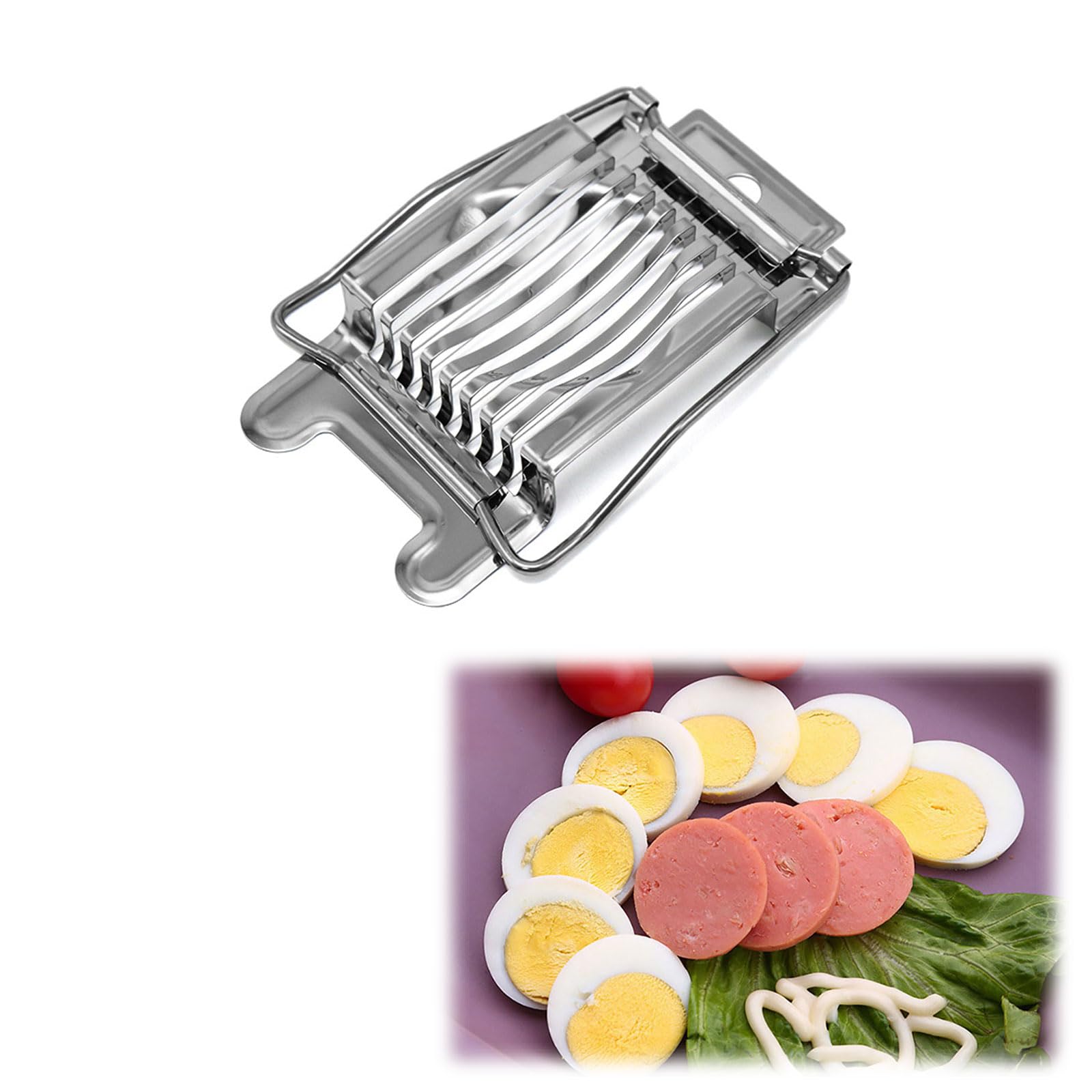 Tagliauova Multifunzione Acciaio Inox Rosso - Per Uova Sode, A Fette O Cubetti, Facile Da Pulire - Foto 8