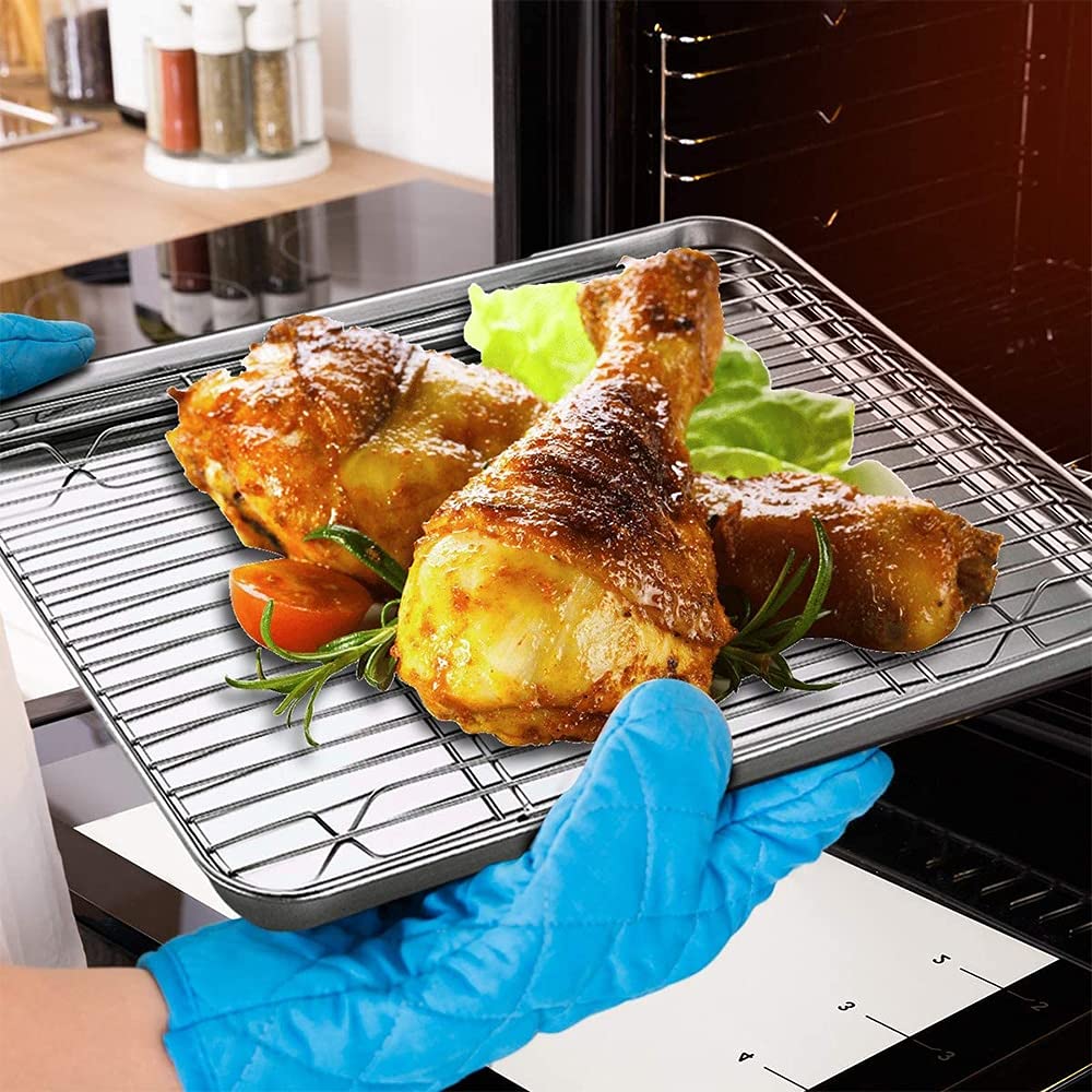 Bandeja de horno extraíble Bandeja para hornear con juego de rejillas de enfriamiento extraíbles Bandeja de rejilla de alambre de acero inoxidable Horno de cocina Bandeja de cocción Pan antiadherent