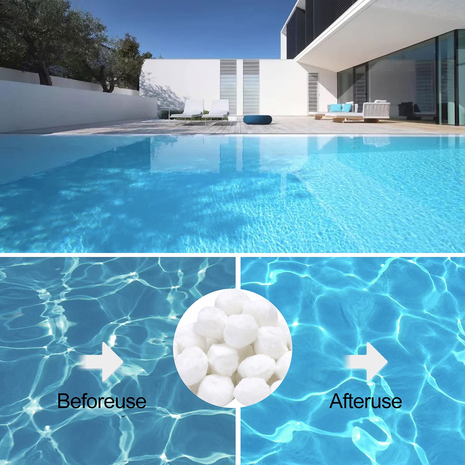 Sfere filtranti per sistemi di filtraggio a Sabbia, Sfere filtranti per Piscina da 700 g per sostituzioni di Sabbia filtrante da 25 kg, Adatte per filtri per Piscina(700g) (1400)