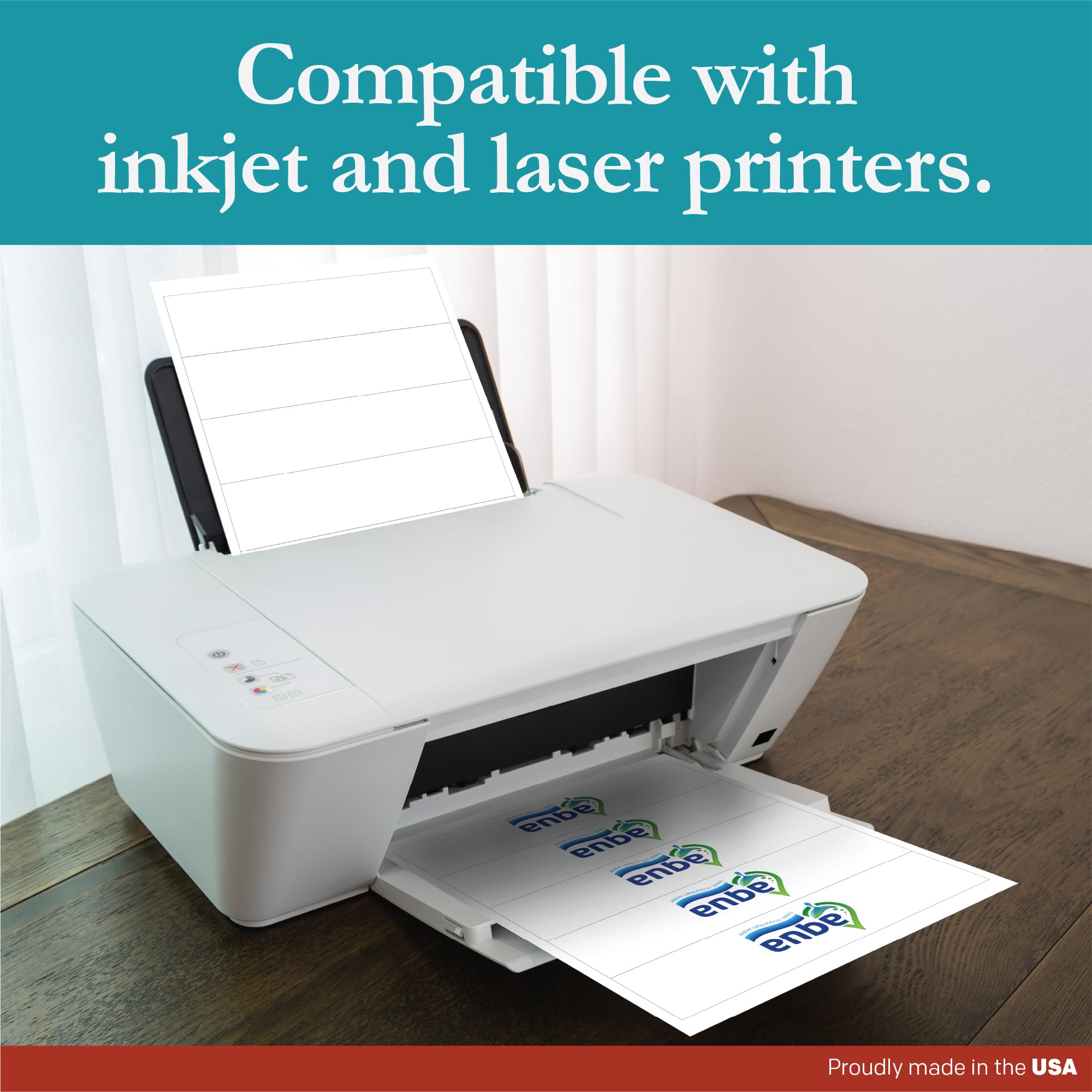 Premium Label Supply Adesivi per bottiglie d'acqua bianchi opachi, non impermeabili, 20,3 x 5,1 cm, compatibili con Laser/Inkjet (5 etichette/foglio), 100 fogli - 500 etichette adesive totali