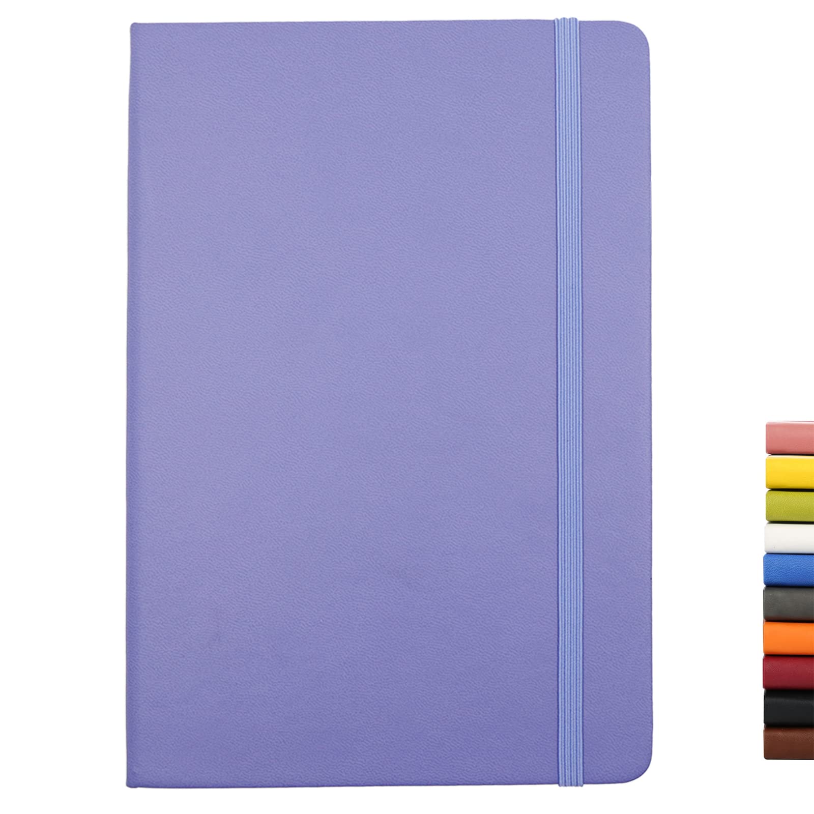 Deziliao Hardcover Notebook Journal 160 Pages, Lined Journal Notebooks for Work, 100Gsm Premium Thick Paper with Pocket, Medium 5.7"x8.4" （Purple, Ruled）